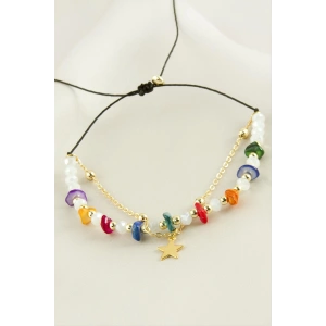 Yıldızı Kırık Doğaltaş Kristal Zincirli Bileklik