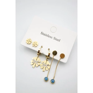 Yonca Çoklu Küpe - Altın