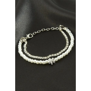 Yonca Şerit Taşlı İnci Bileklik