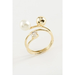 Yuvarlak İnci Metal Yüzük