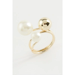 Yuvarlak İnci Metal Yüzük