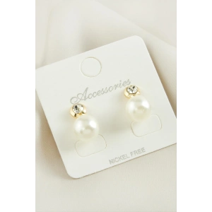 Yuvarlak İnci Taşlı Küpe