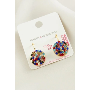 Yuvarlak Taşlı Klipsi Küpe