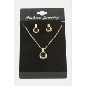 Yuvarlak Zirkon Taşlı Set Kolye