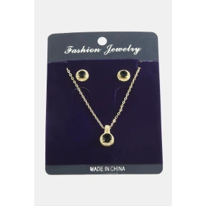 Yuvarlak Zirkon Taşlı Set Kolye