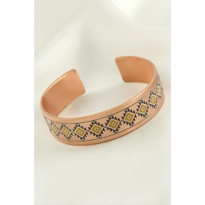 Zikzak Desenli Kalın Bakır Kelepçe Bileklik