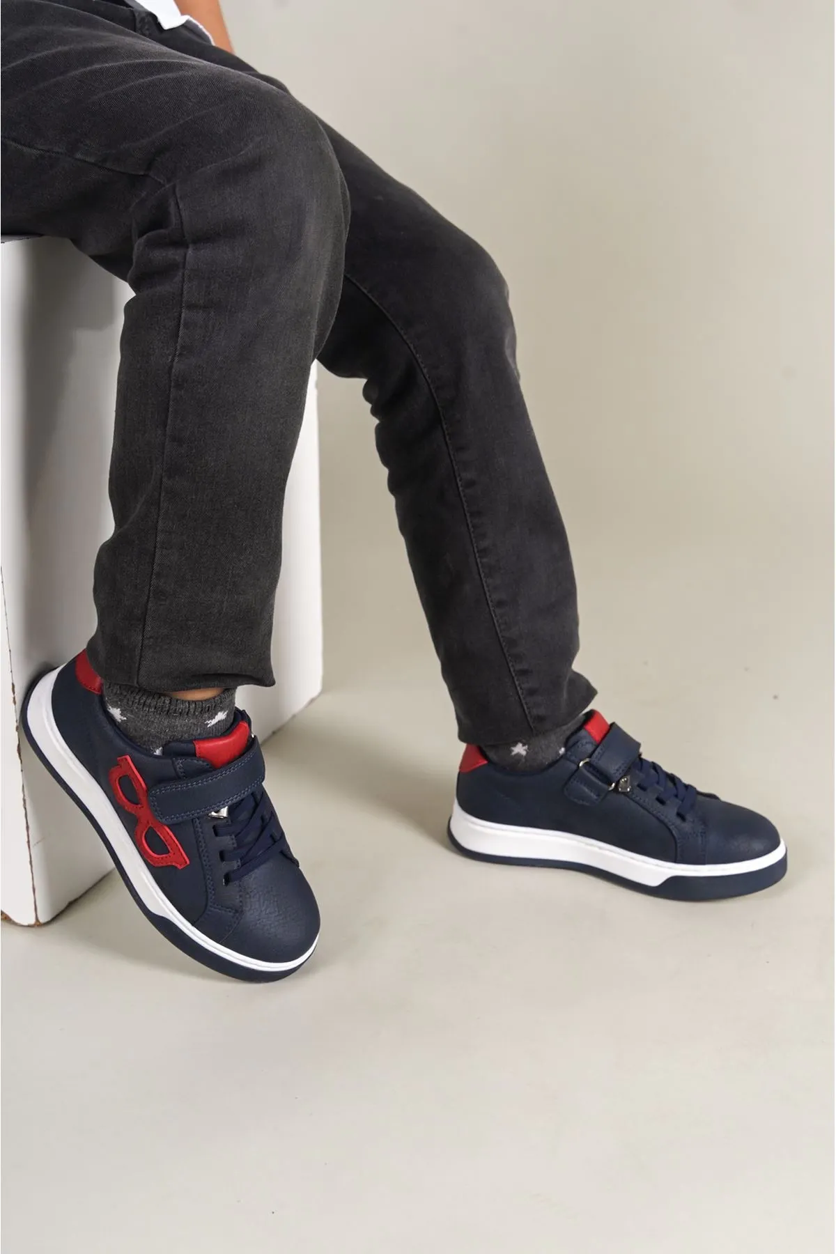 1011 - Glasses-x Çocuk Ayakkabı Lacivert Kırmızı Beyaz