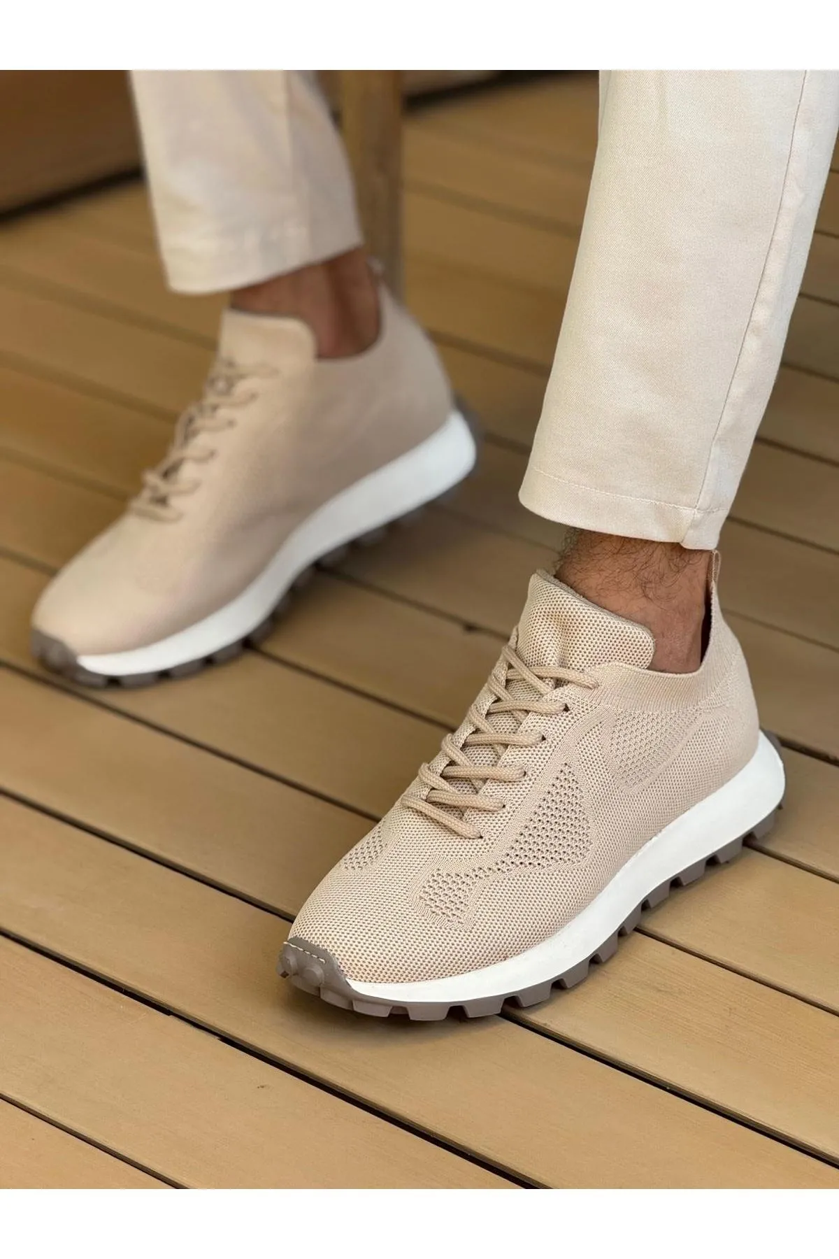 Ch2409 - Triko Erkek Ayakkabı Bej