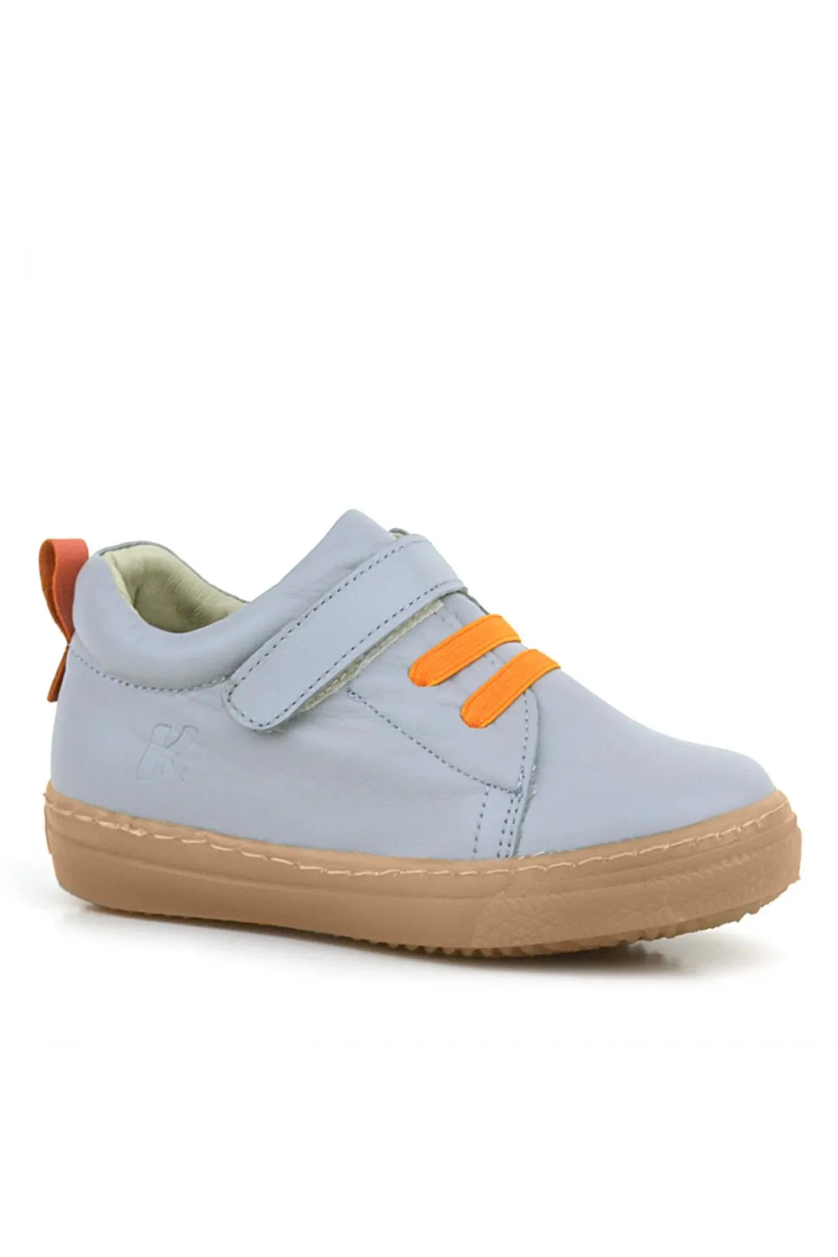 Anatomik Hakiki Deri Gri Yumuşak Lastikli Cırtlı Çocuk Ayakkabı