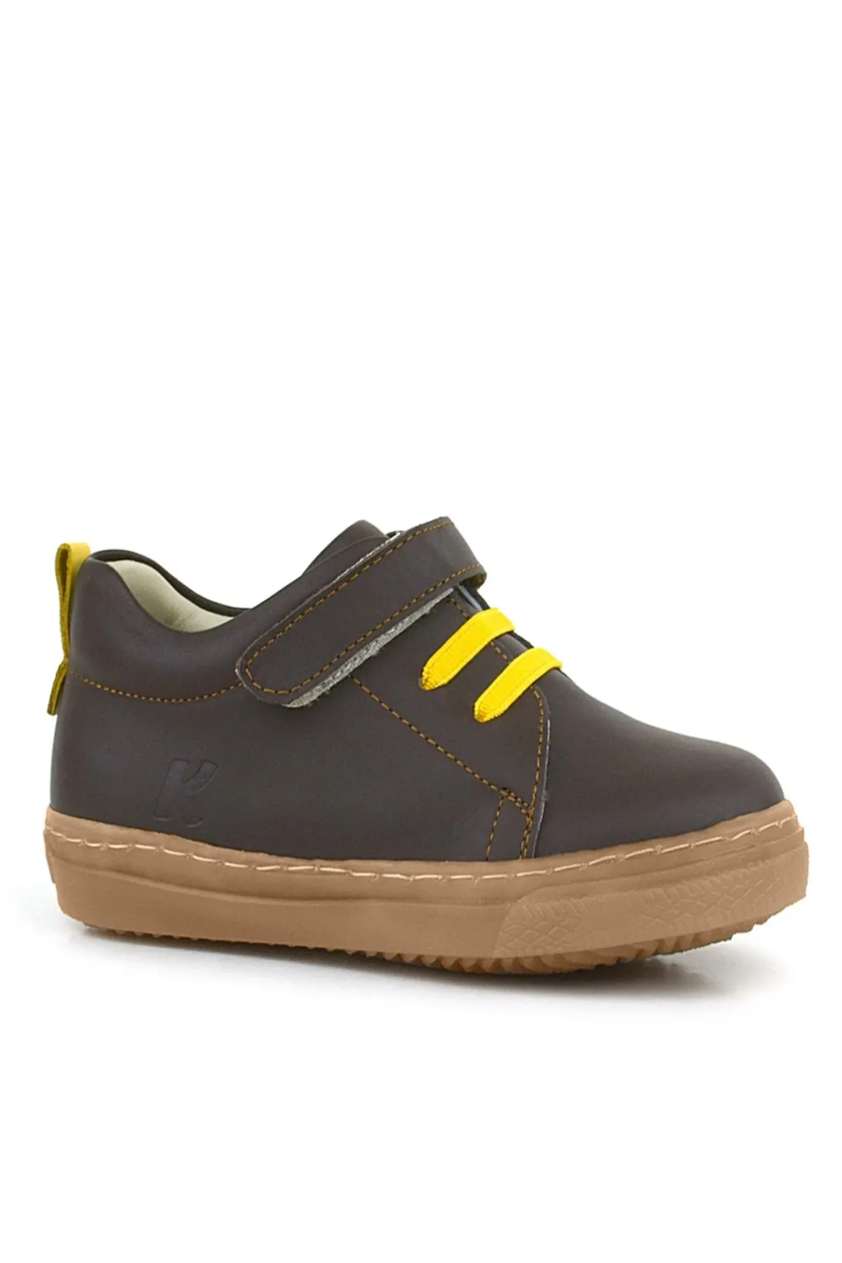 Anatomik Hakiki Deri Yumuşak Kahverengi Lastikli Cırtlı Çocuk Ayakkabı