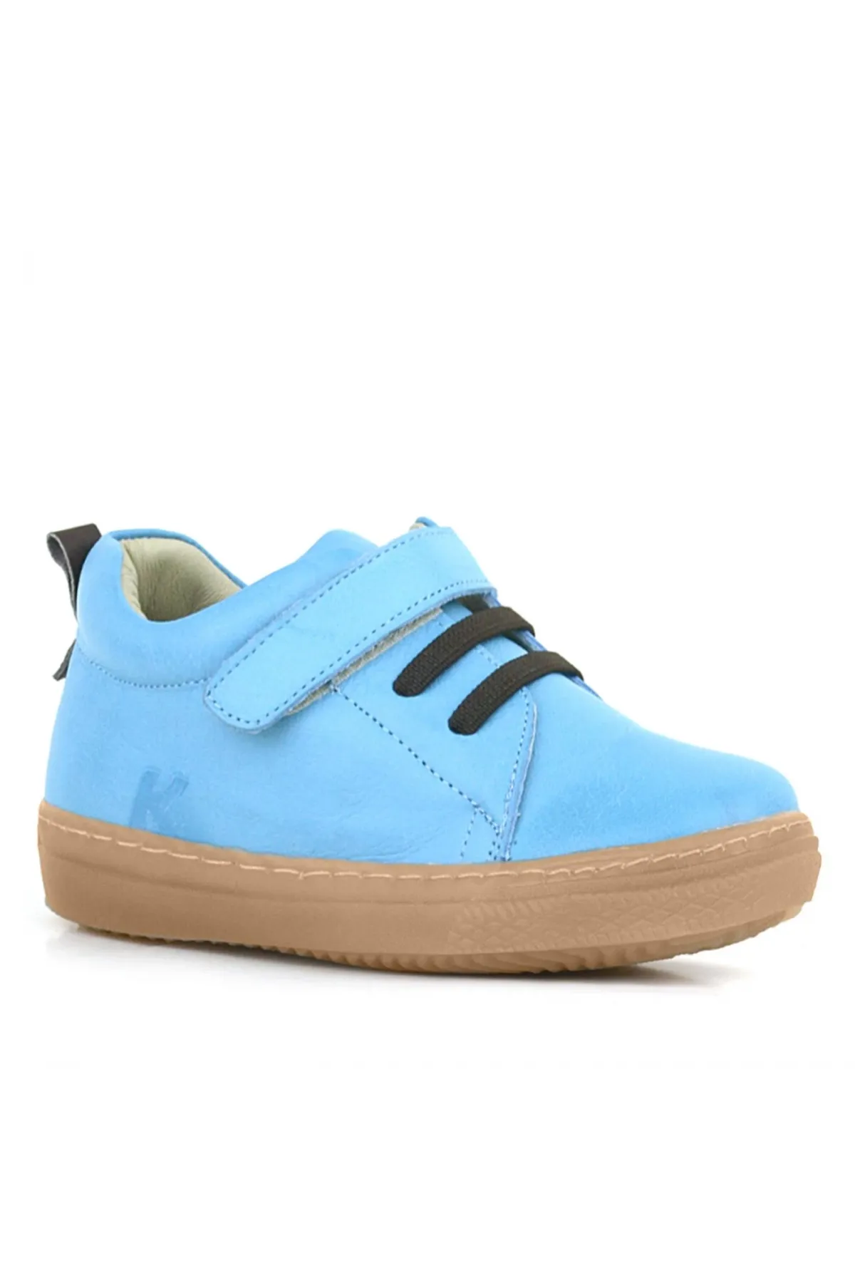 Anatomik Hakiki Deri Yumuşak Mavi Lastikli Cırtlı Çocuk Ayakkabı