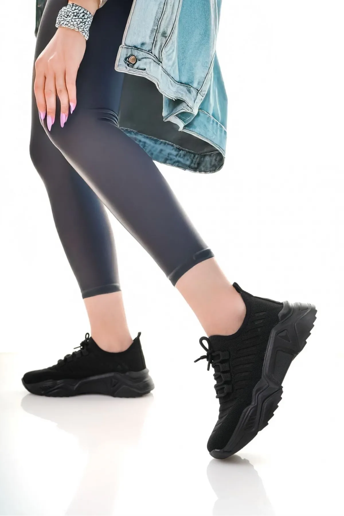 Ante Siyah Triko Bağcıklı Spor Ayakkabı