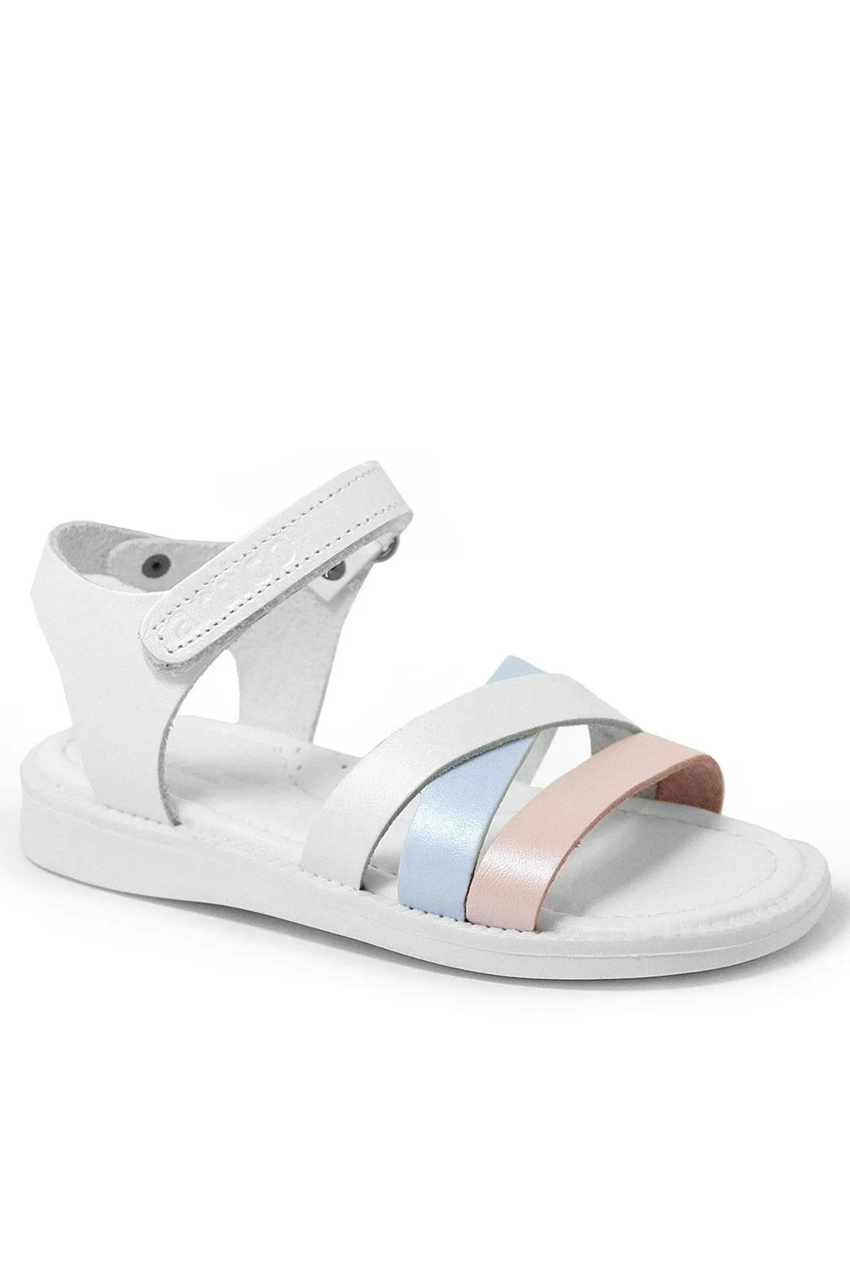 Artico Alexia Hakiki Deri Vaketa Pembe Beyaz Kız Bebek Sandalet