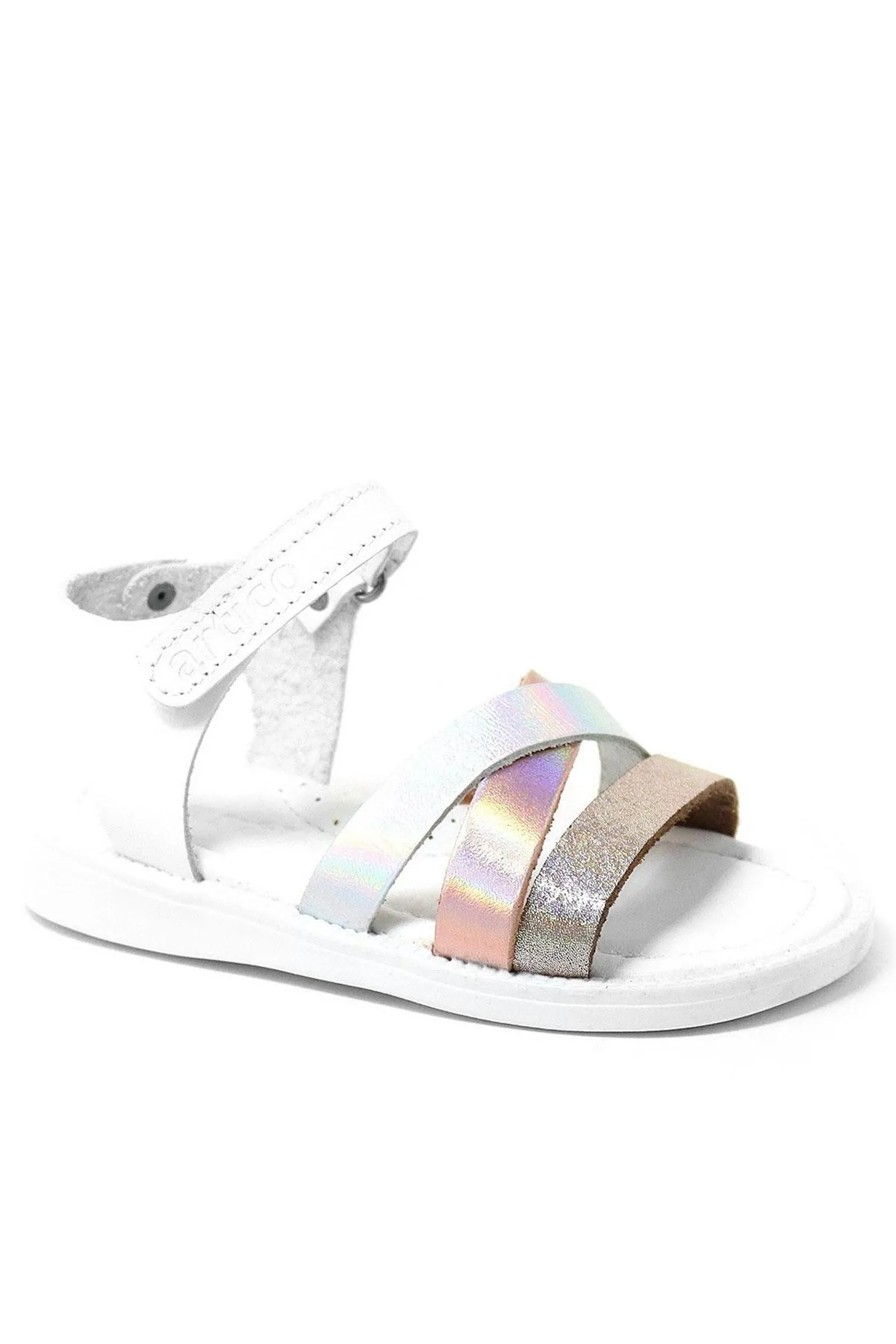 Artico Alexia Hakiki Deri Vaketa Pembe Beyaz Kız Çocuk Bebek Sandalet