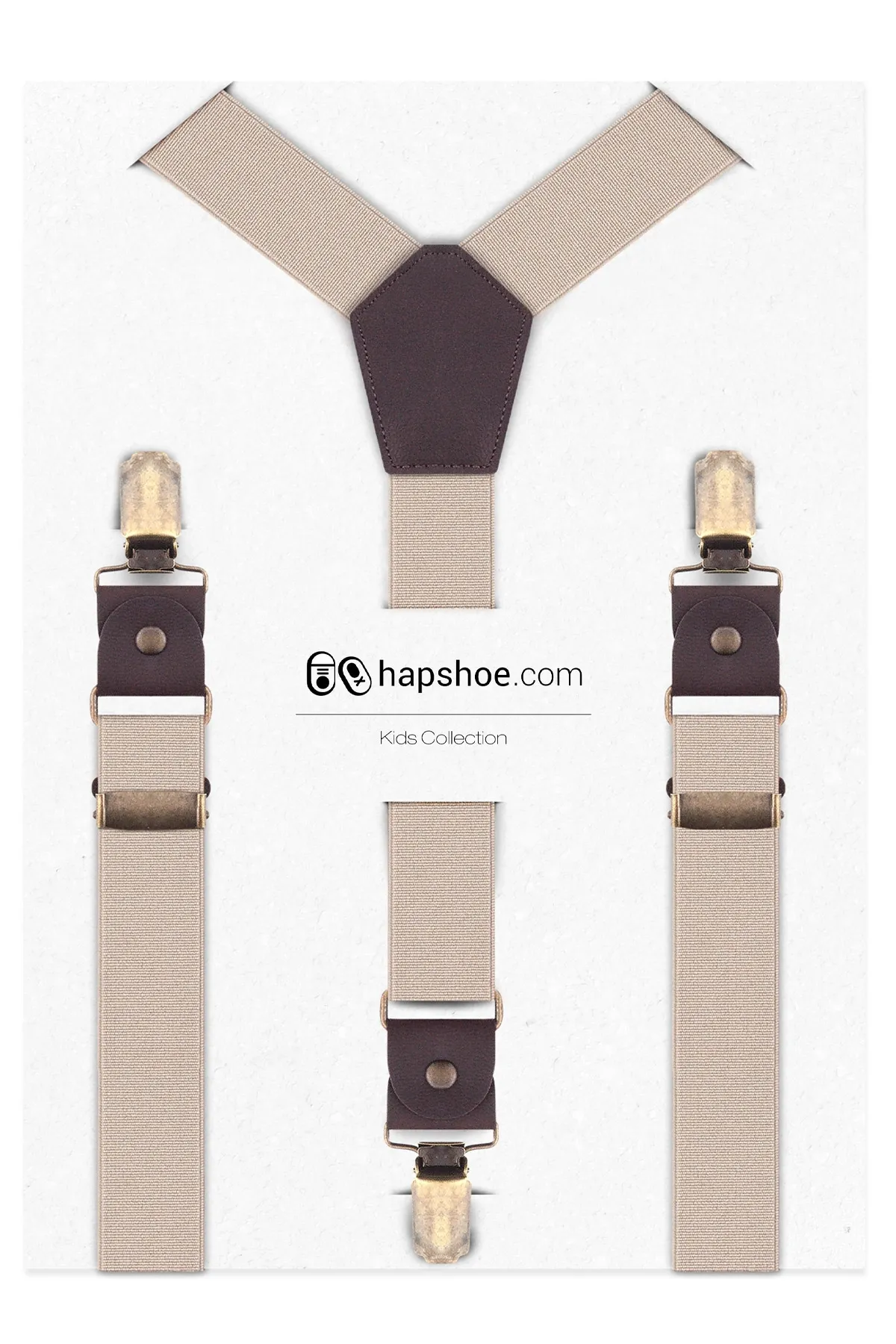 Ayarlanabilir Klipsli Bej Çocuk Kemer Pantolon Askısı