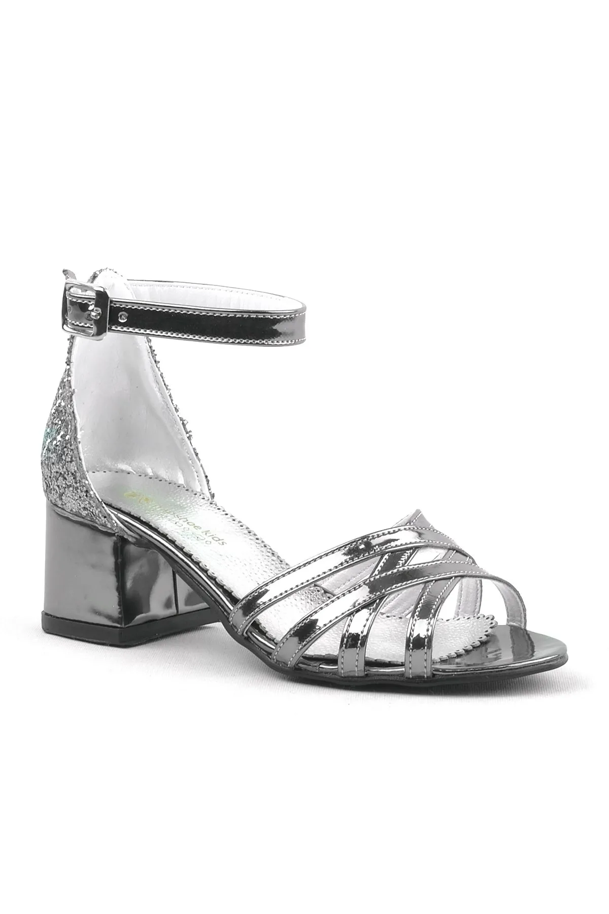 Belle Platin Kalın Topuklu Kız Çocuk Abiye Ayakkabı