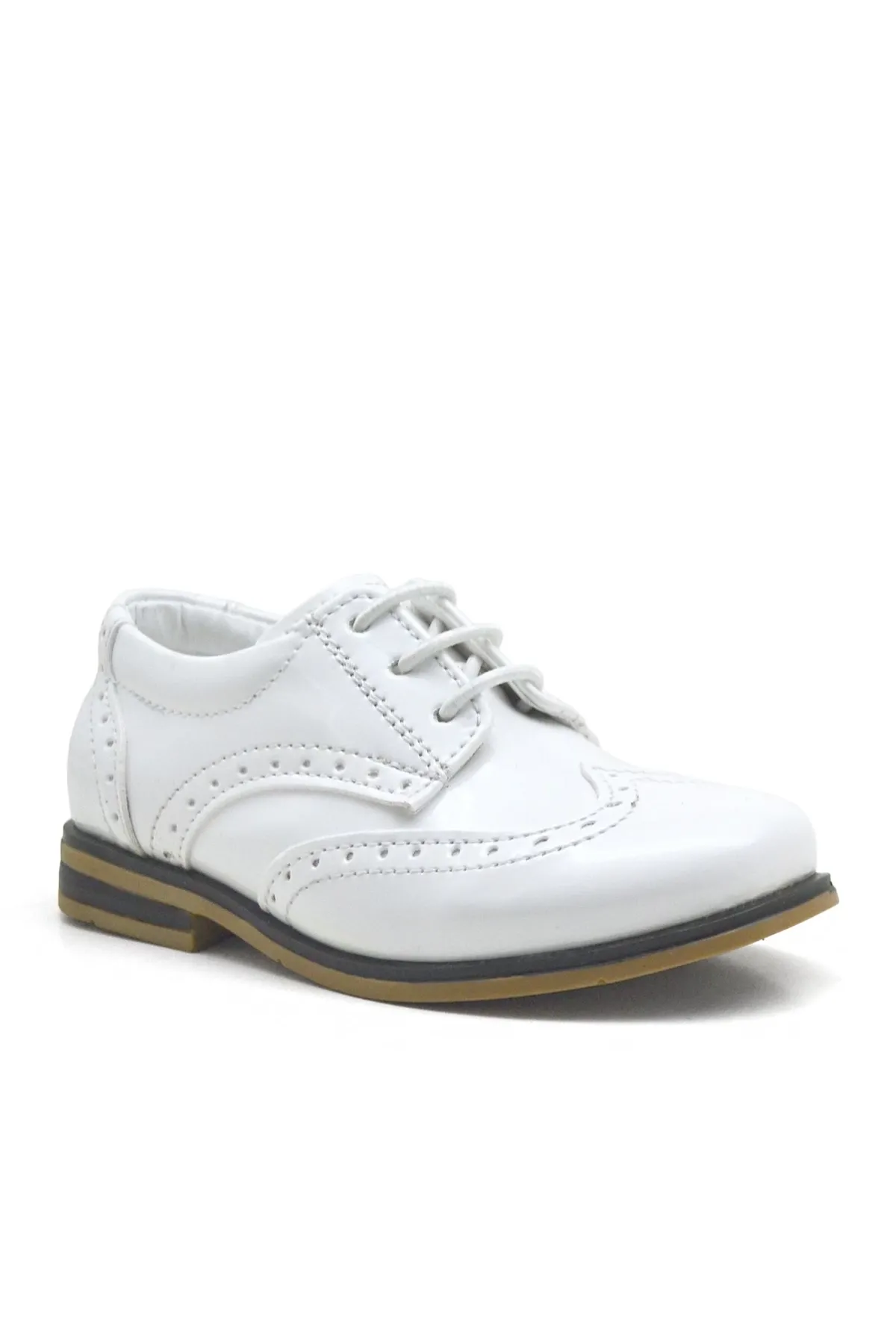 Titan Beyaz Rugan Bağcıklı Klasik Erkek Çocuk Klasik Ayakkabı