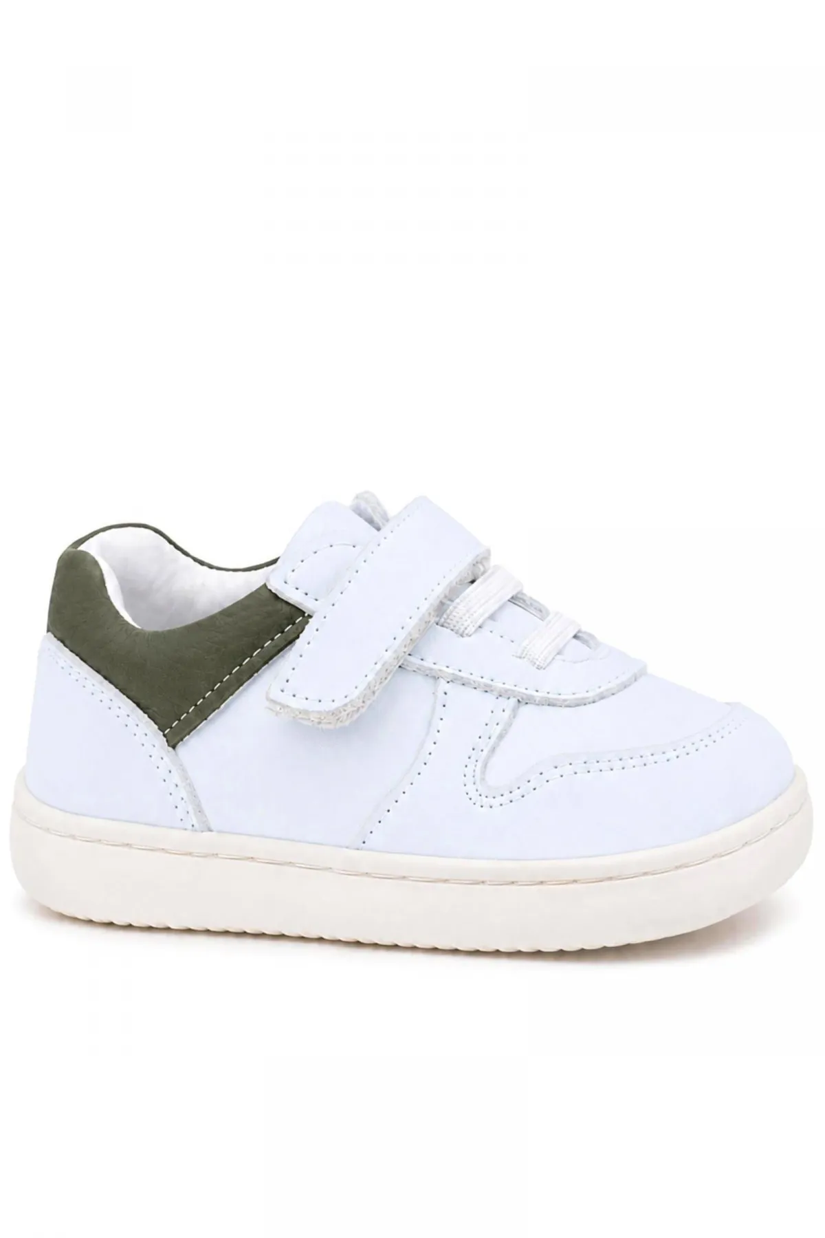 Bob Beyaz Nubuk Haki Hakiki Deri Bebek Sneaker Ayakkabı
