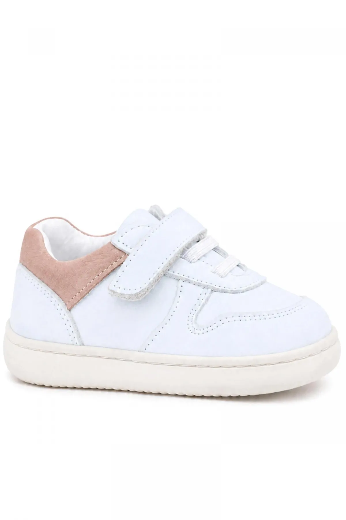 Bob Beyaz Nubuk Pudra Hakiki Deri Bebek Sneaker Ayakkabı