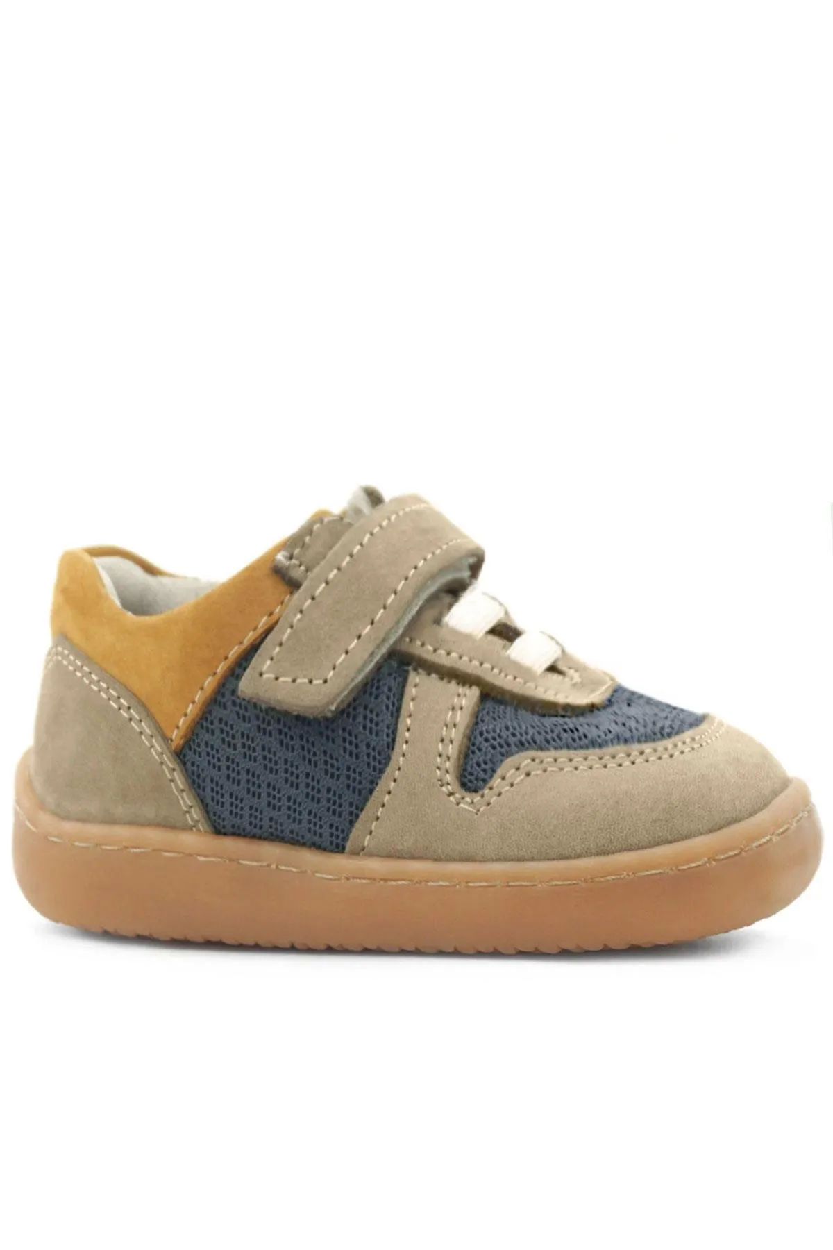 Bob Hakiki Deri Kum Rengi Barefoot Cırtlı Lastikli Bebek Sneaker Ayakkabı