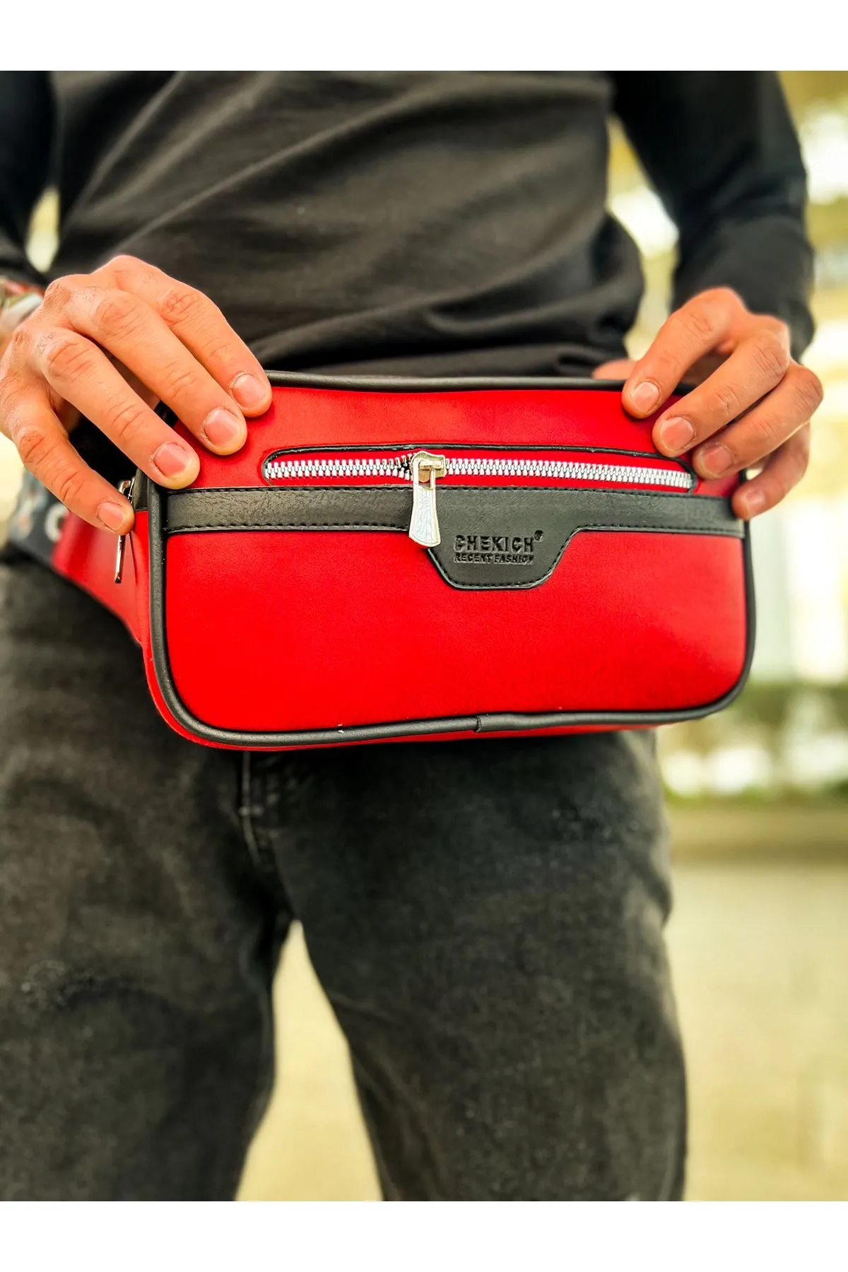Ch101 - Poani Tablet Erkek Çanta Sıyah - Kırmızı