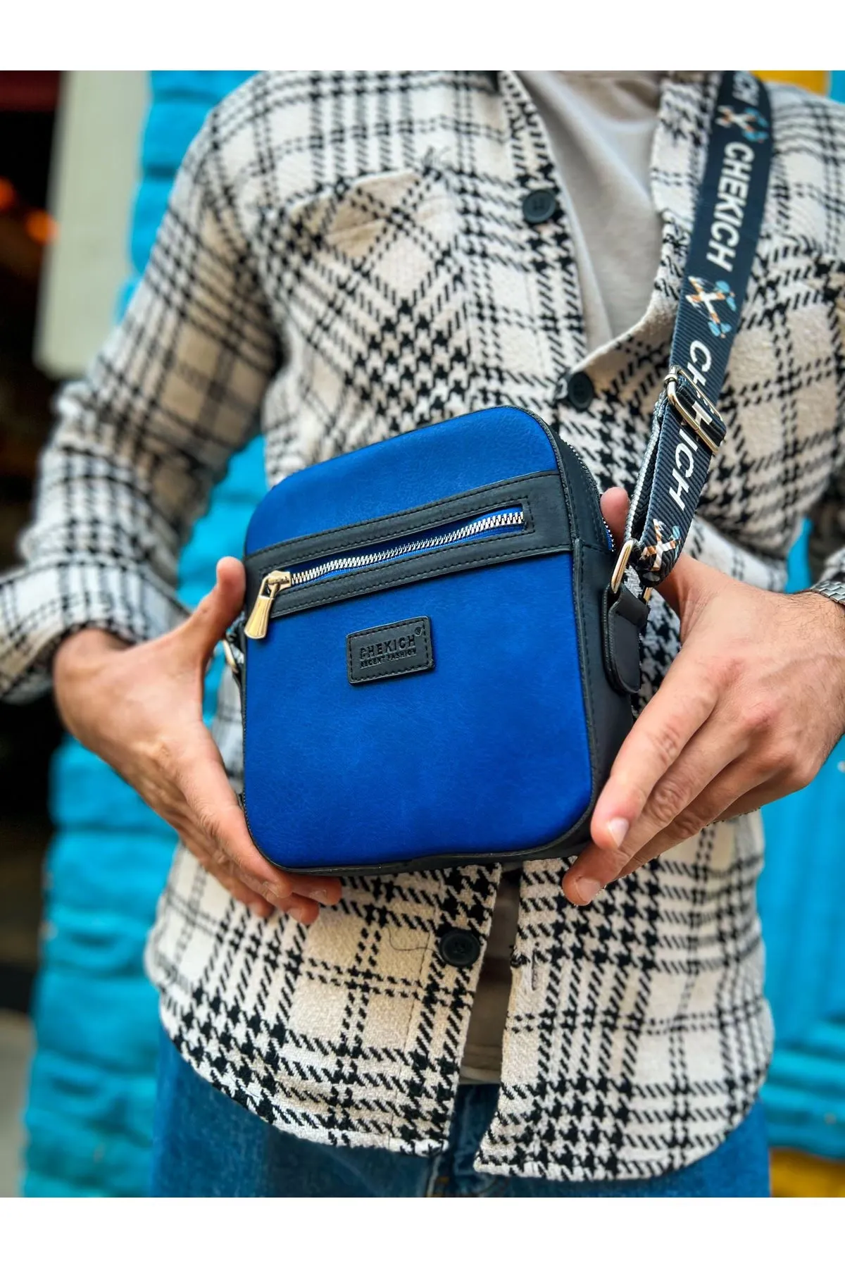 Ch102 - Stealht Kare Erkek Çanta Sıyah/mavı