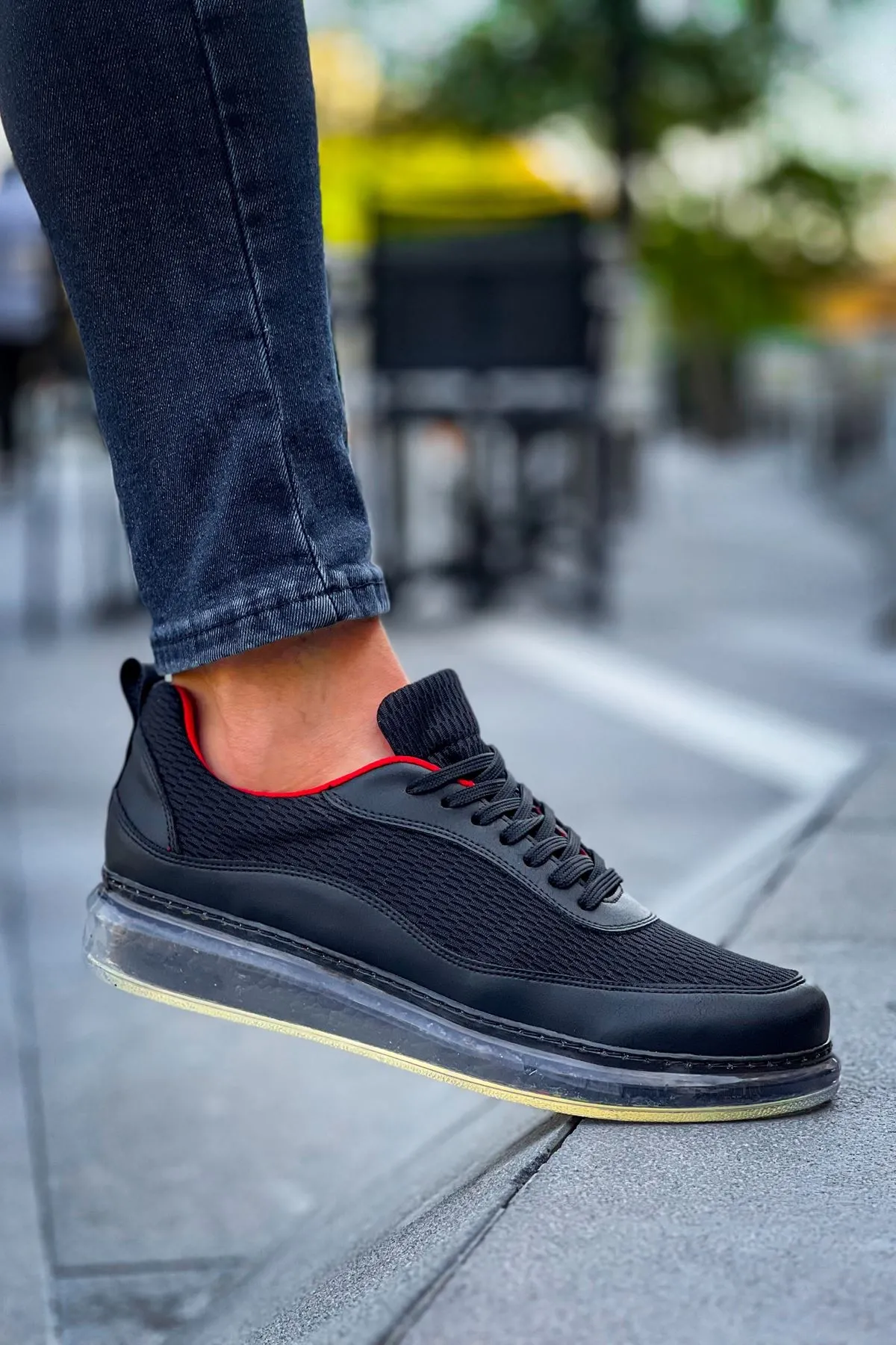 Ch181 - Rrt İpekyol  Erkek Ayakkabı Sıyah - Kırmızı