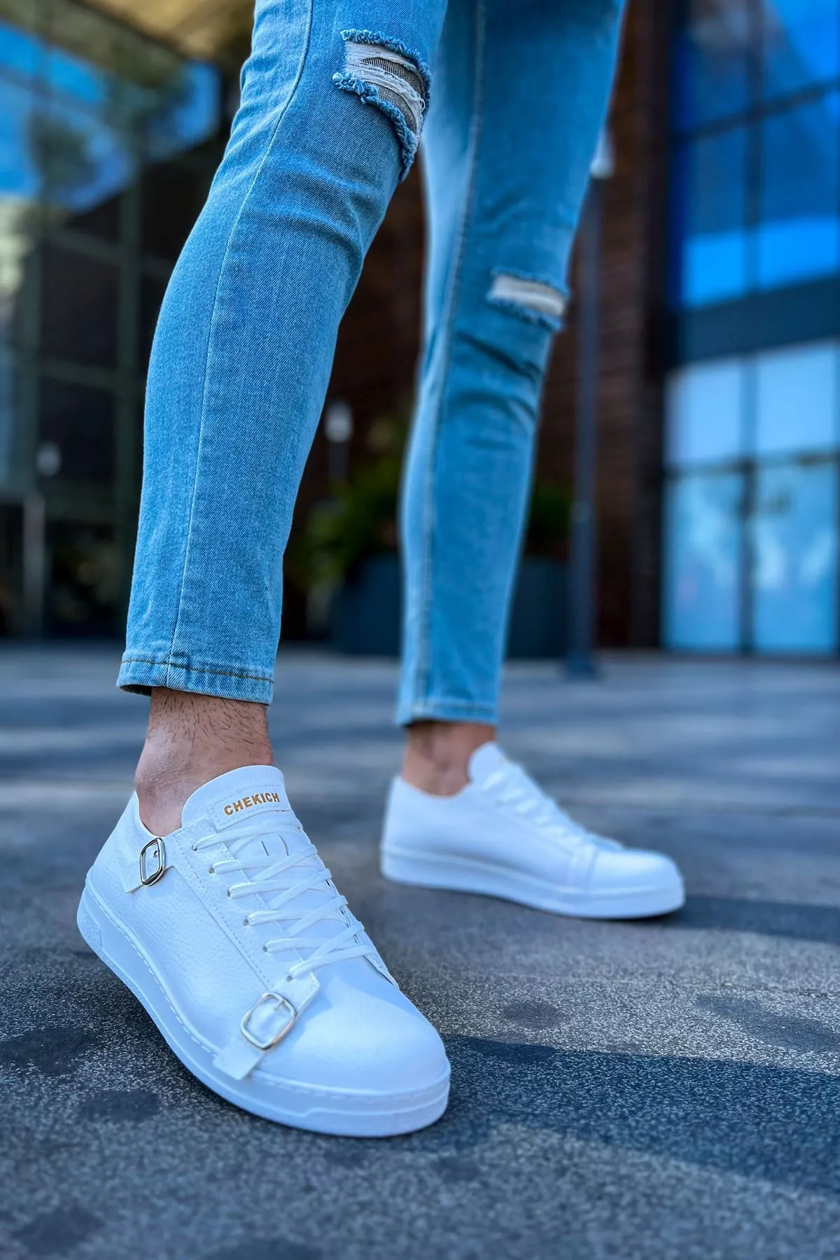 Ch191 - Cbt Side Buckle Erkek Ayakkabı Beyaz