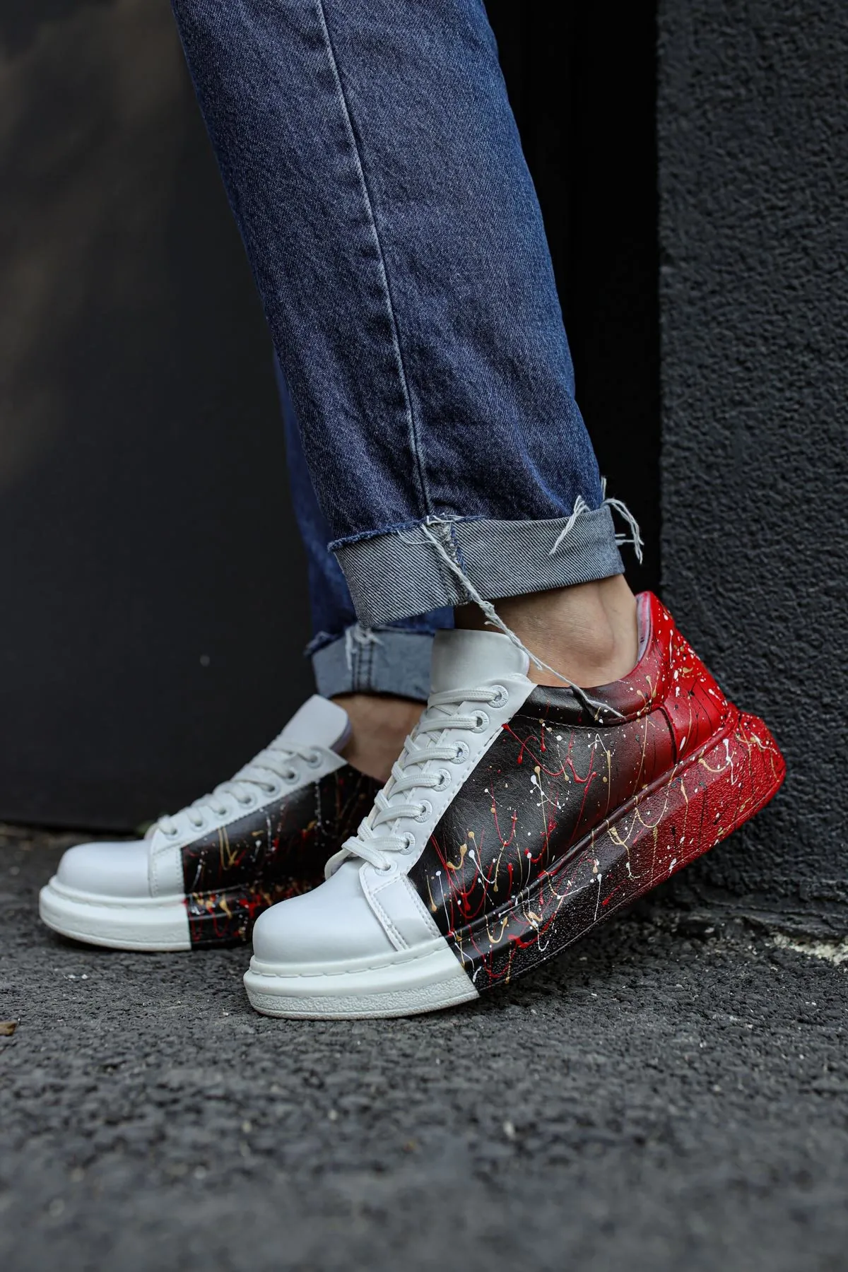 Ch254 - Cbt Pittura Erkek Ayakkabı 415 Sıyah / Kırmızı Püskürtme