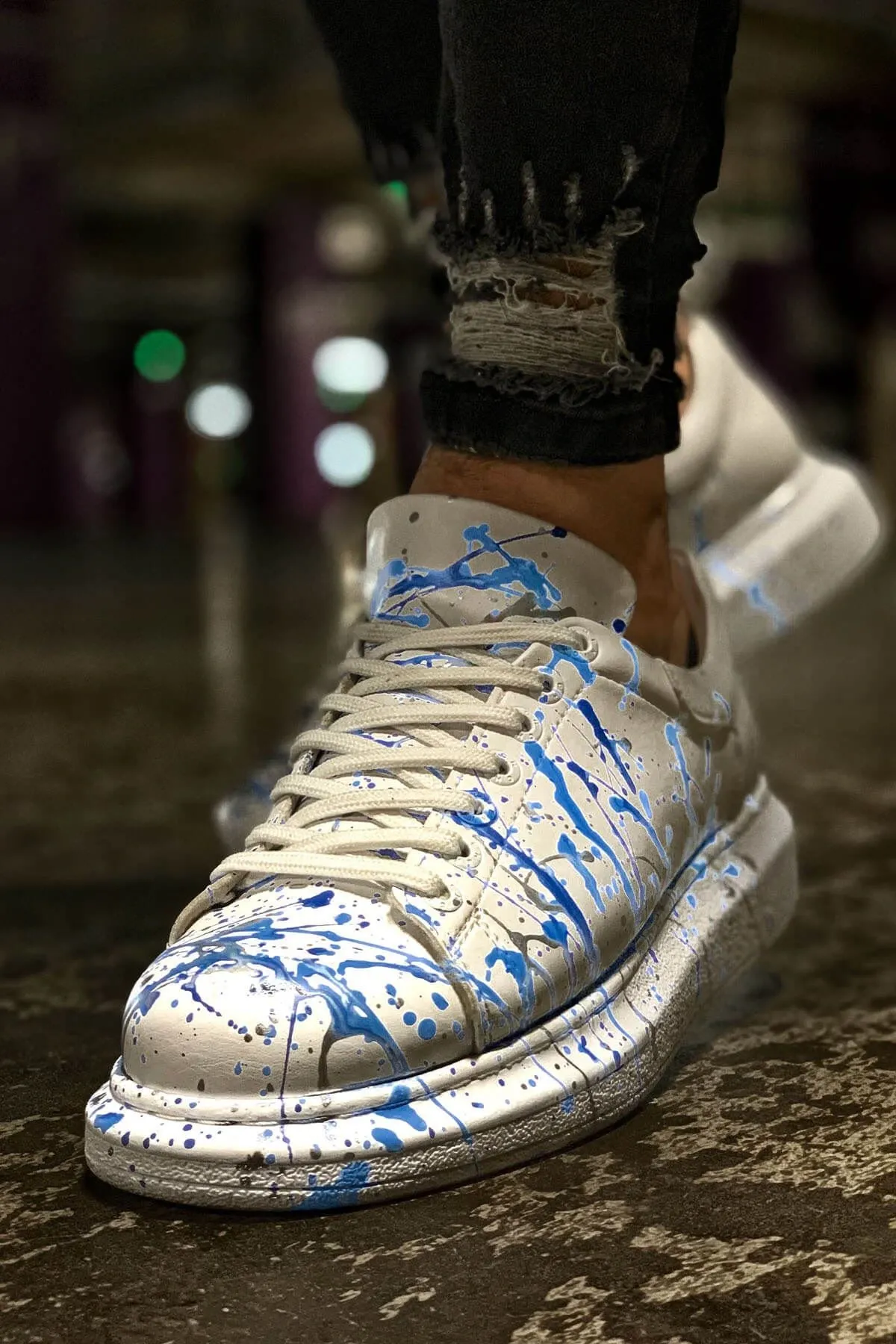 Ch254 - Cbt Pittura Erkek Ayakkabı 416 Mavı Püskürtme