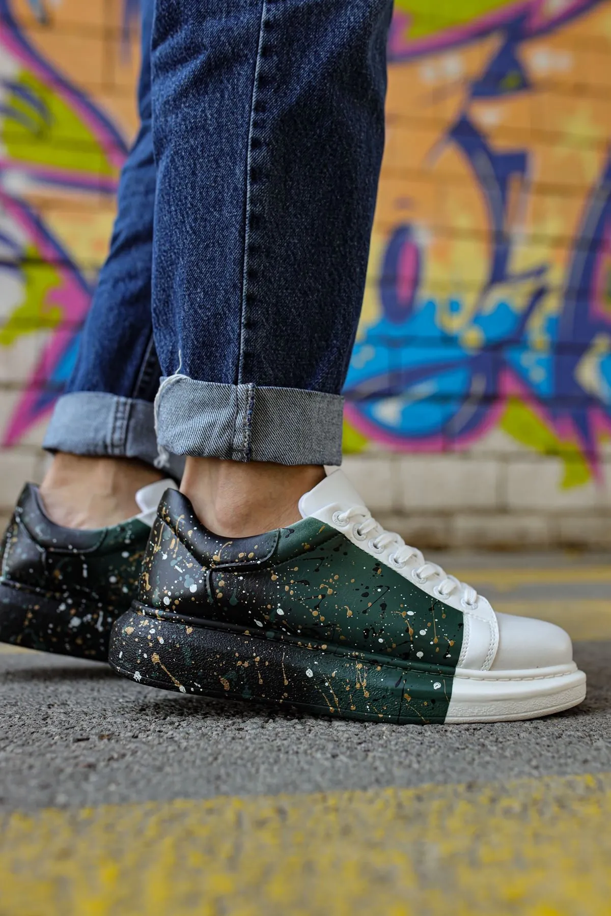 Ch254 - Cbt Pittura Erkek Ayakkabı 437 Beyaz / Yesıl / Sıyah