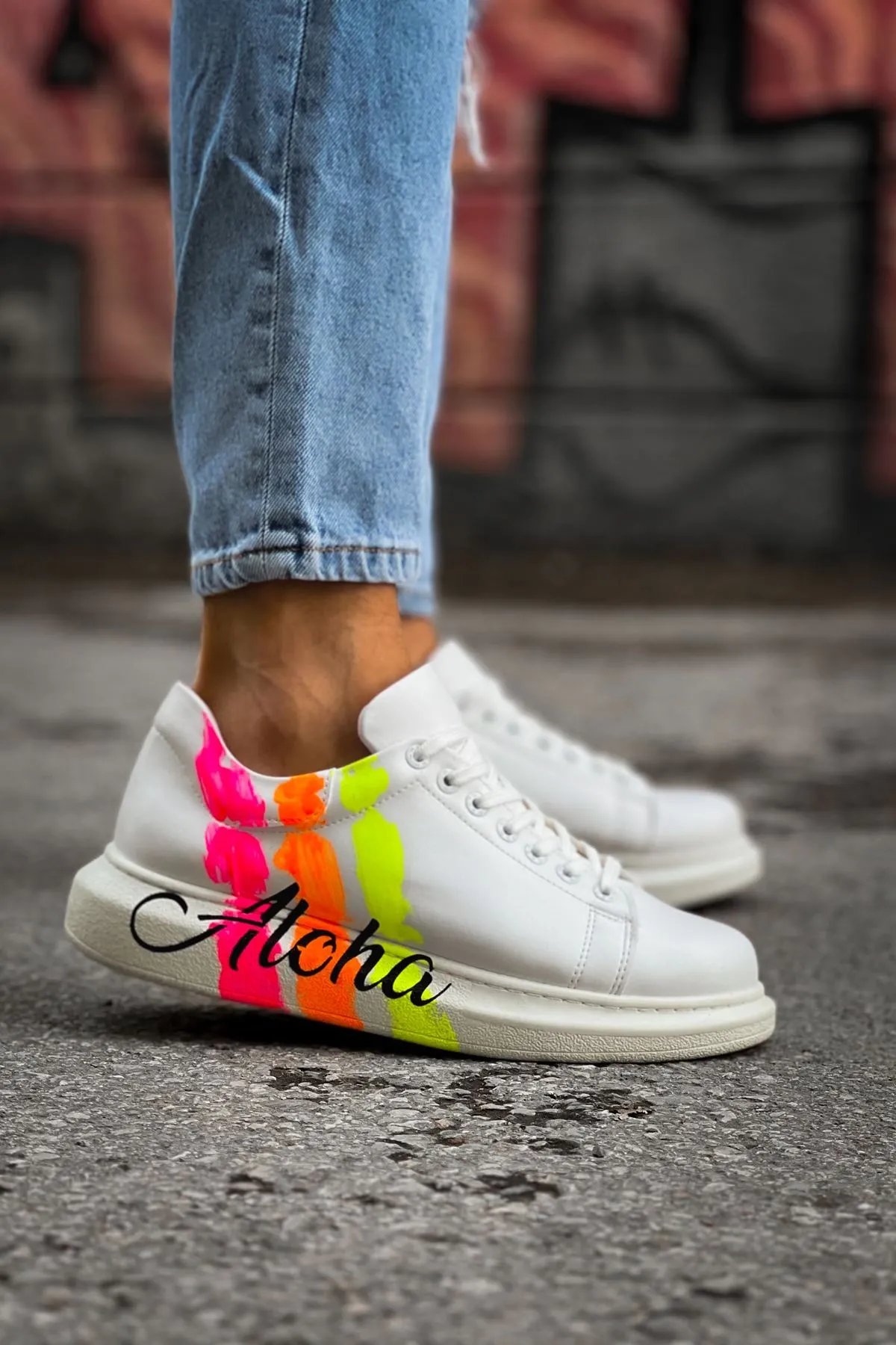 Ch254 - Cbt Pittura Erkek Ayakkabı 501 Aloha Sarı Pembe Beyaz