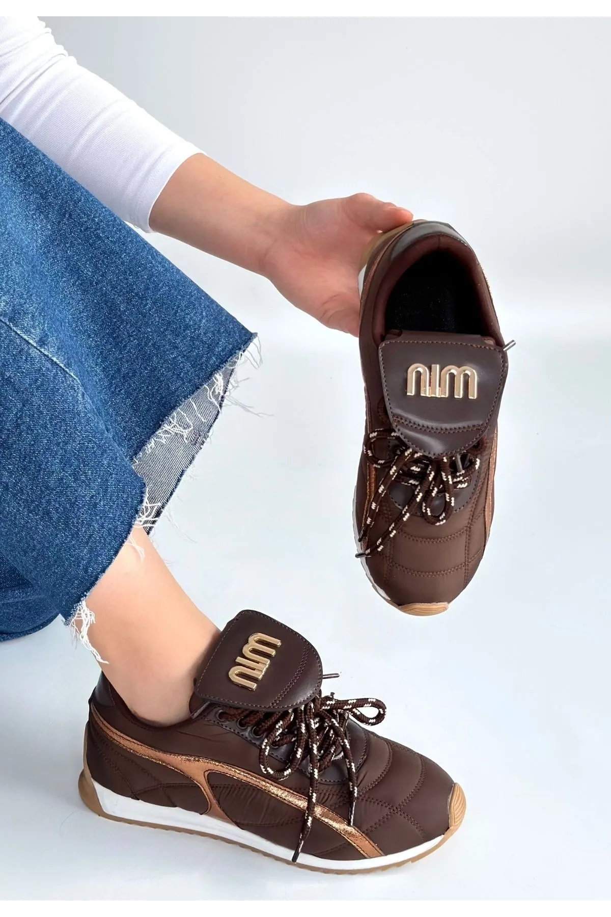 Dissa Kahverengi Cilt Bağcıklı Paraşüt Detaylı Spor Ayakkabı