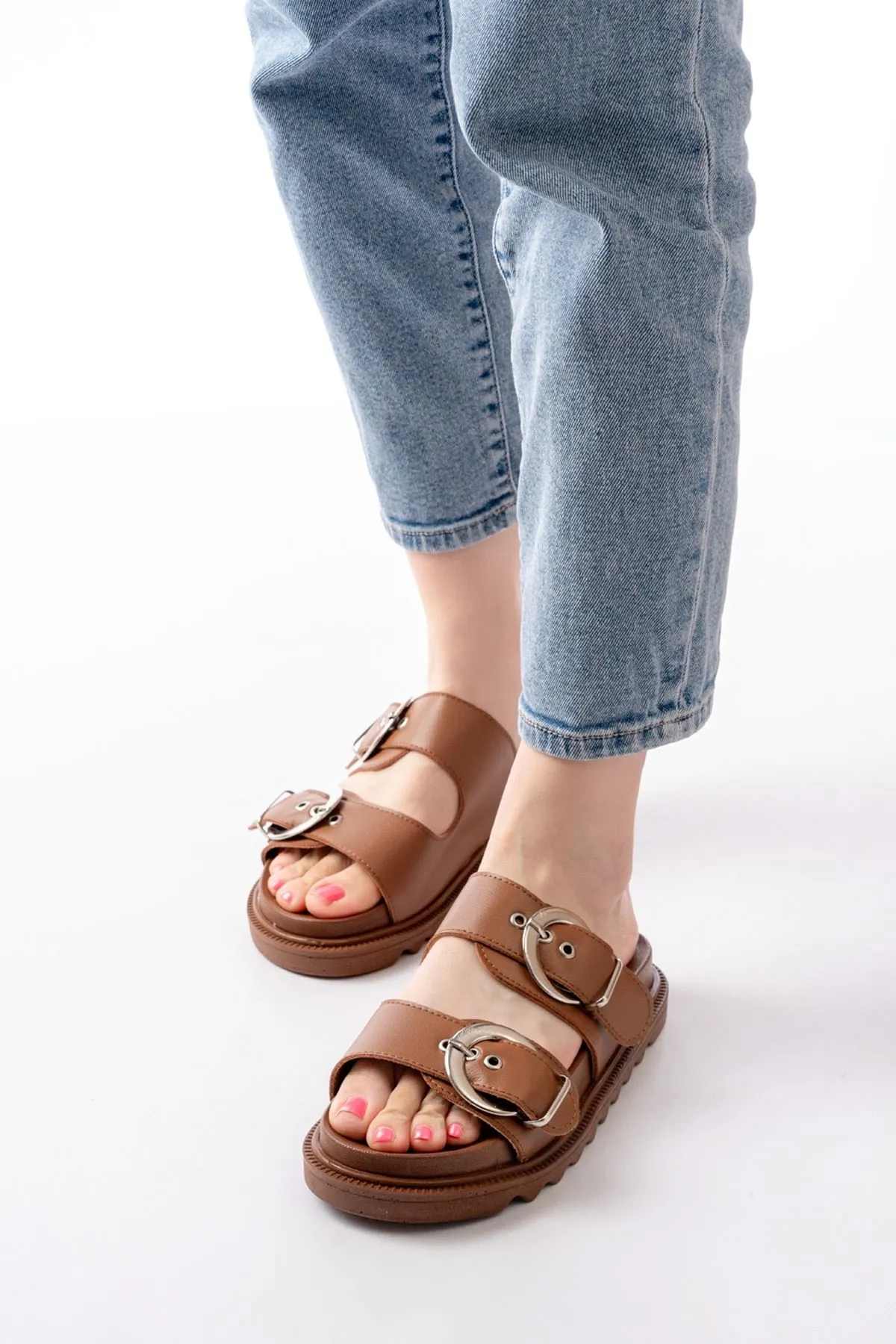 Dm-6010 Taba Toka Aksesuarlı Günlük Kadın Terlik