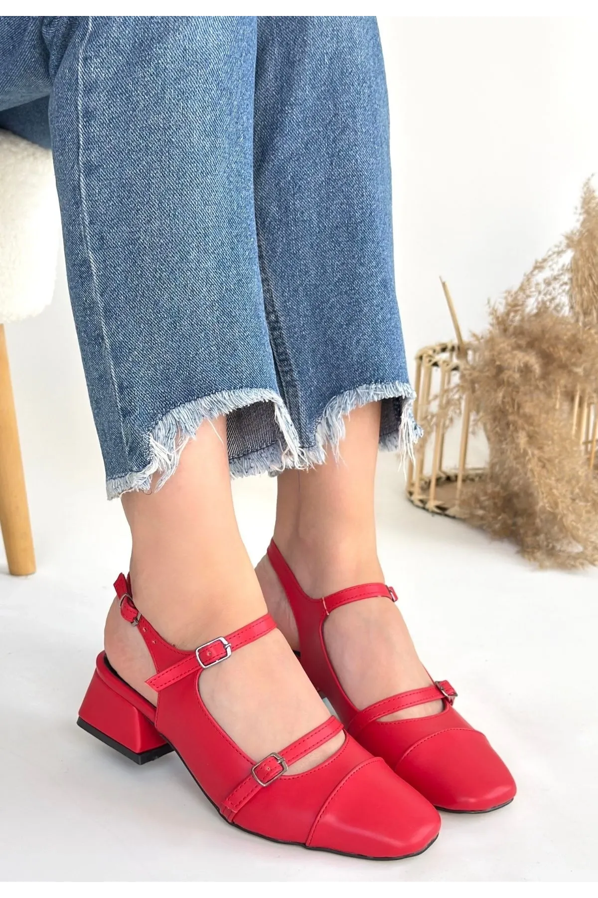 Doran Kırmızı Cilt Topuklu Ayakkabı