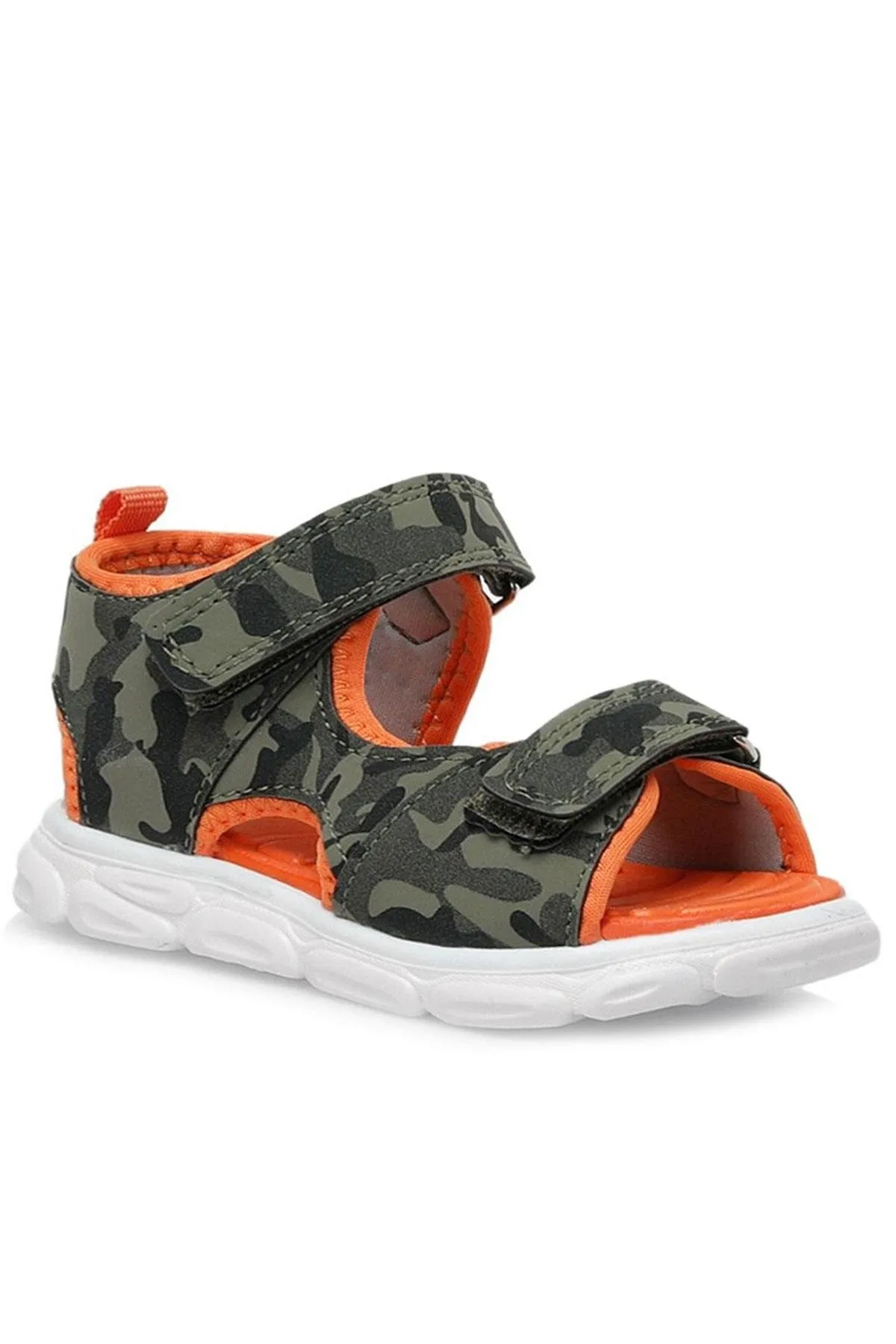 Haki Kamuflaj Desenli Cırtlı Bebek Sandalet Ayakkabı