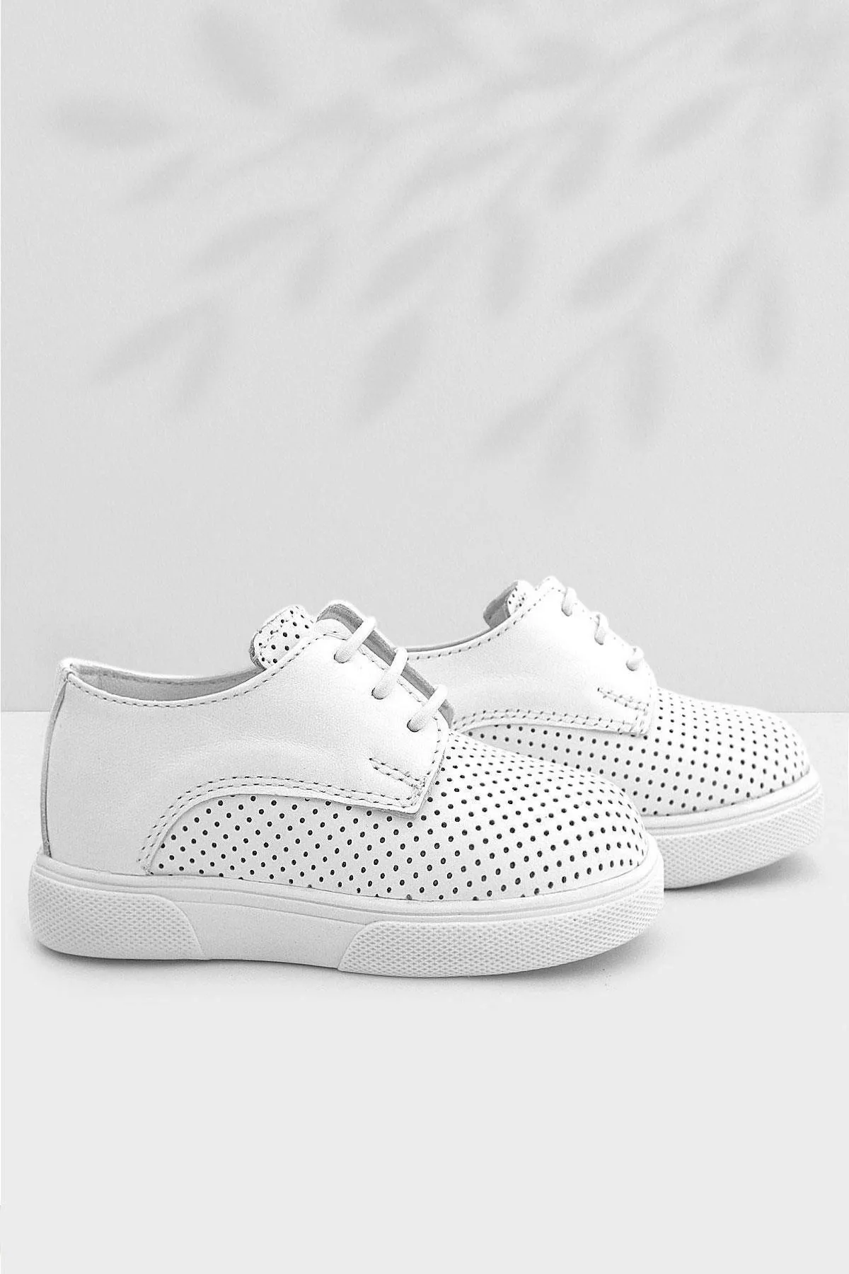 Hakiki Deri Beyaz Lastikli Erkek Çocuk Günlük Ayakkabı