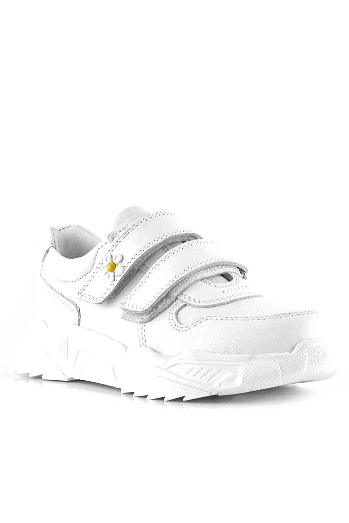 Hakiki Deri Beyaz Papatya Detaylı Kız Çocuk Günlük Ayakkabı