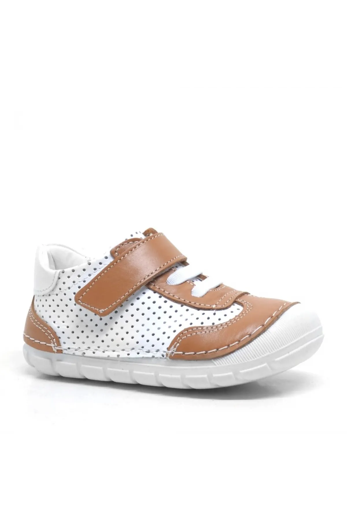 Hakiki Deri Beyaz Taba Mevsimlik Erkek Bebek Ayakkabı