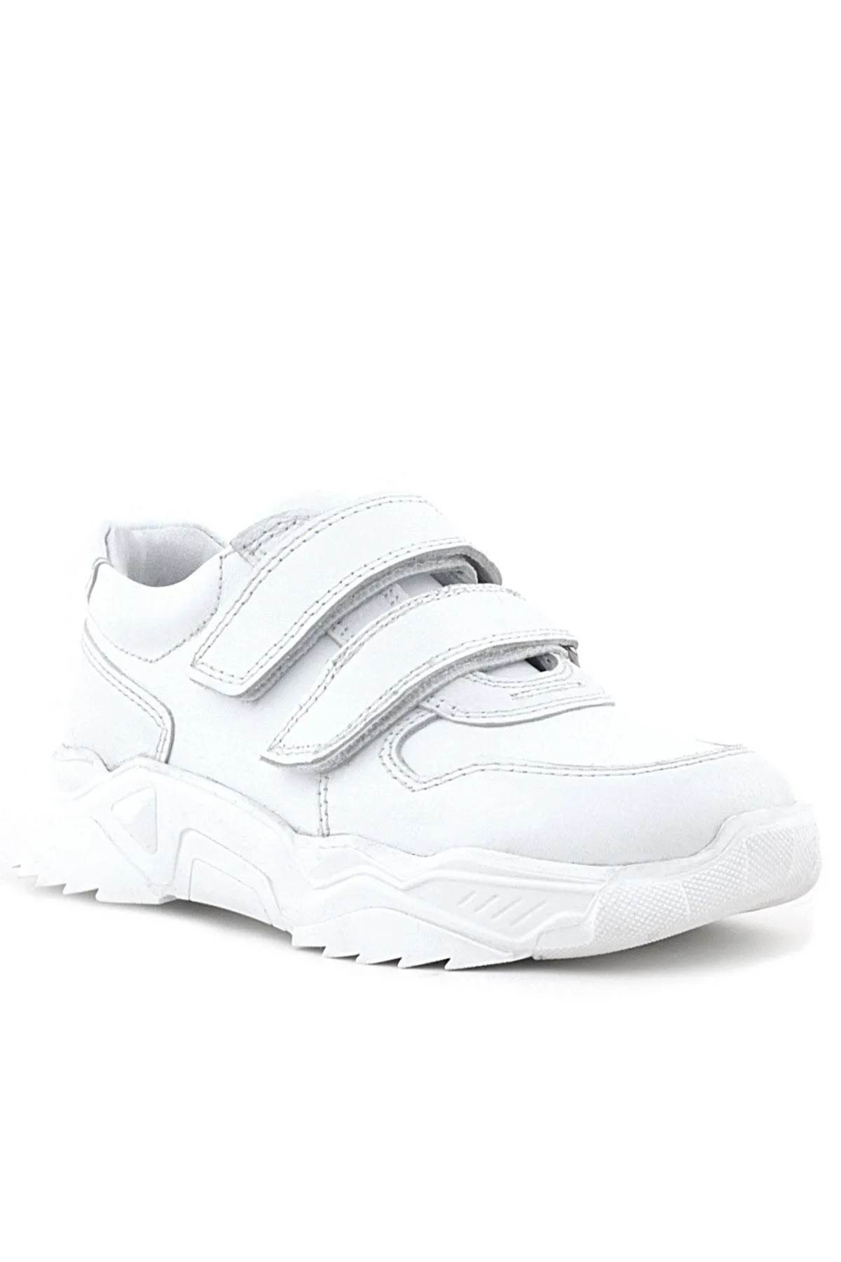 Hakiki Deri Beyaz Yüksek Tabanlı Kız Çocuk Sneakers Ayakkabı