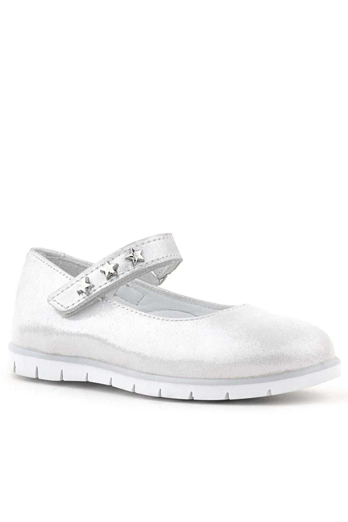 Hakiki Deri Gümüş Yıldızlı Cırtlı Kız Çocuk Babet