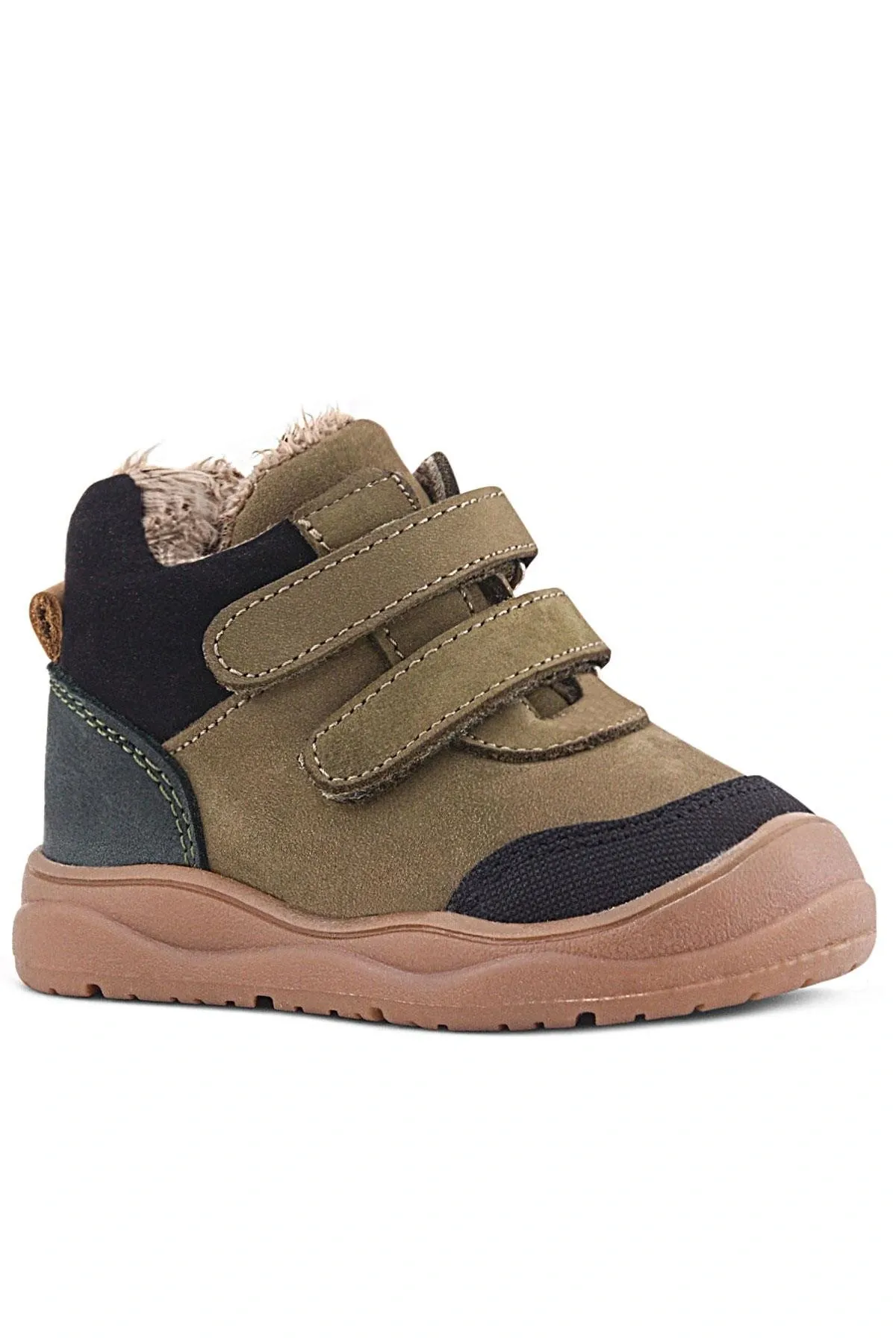 Hakiki Deri Haki Yeşil Cırtlı Çocuk Spor Bot