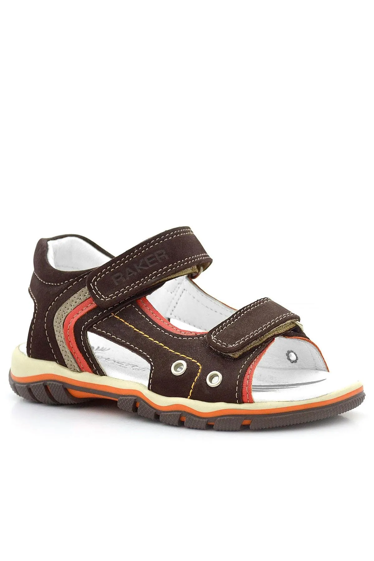 Hakiki Deri Kahverengi Cırtlı Erkek Çocuk Sandalet