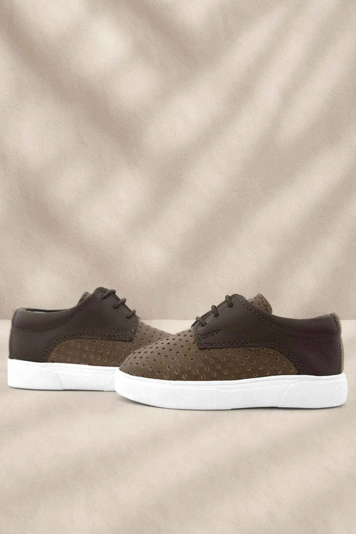 Hakiki Deri Kahverengi Lastikli Erkek Çocuk Günlük Ayakkabı