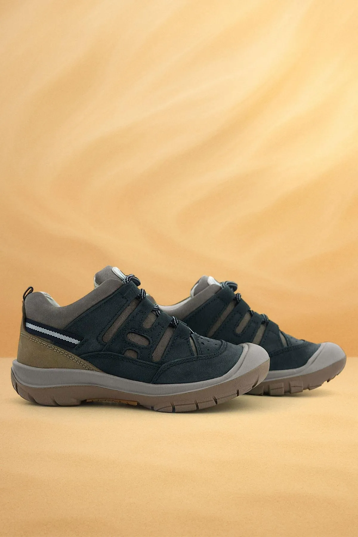 Hakiki Deri Koyu Yeşil Kum Bağcıklı Çocuk Outdoor Ayakkabı