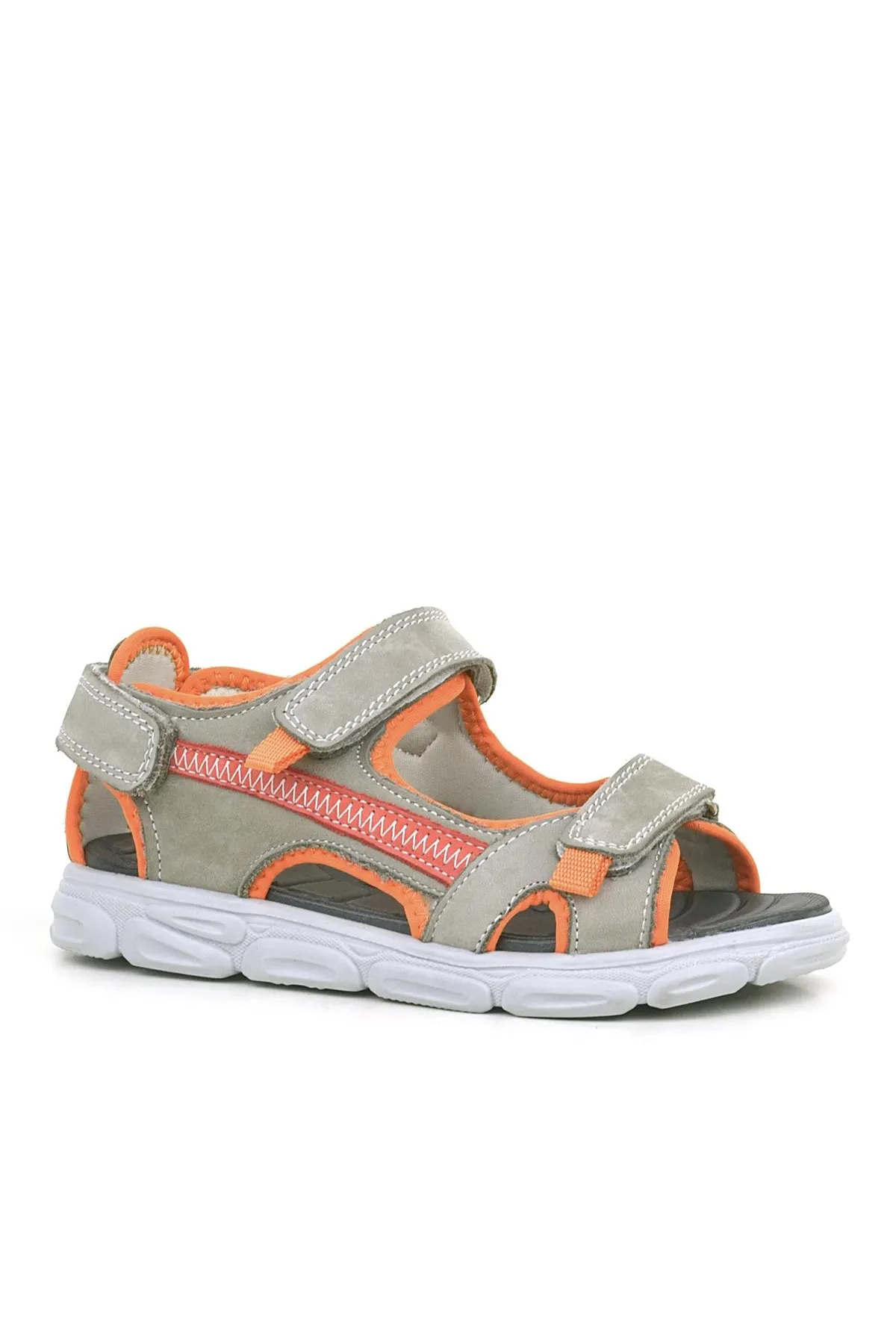 Hakiki Deri Kum Rengi Turuncu Çocuk Sandalet Ayakkabı