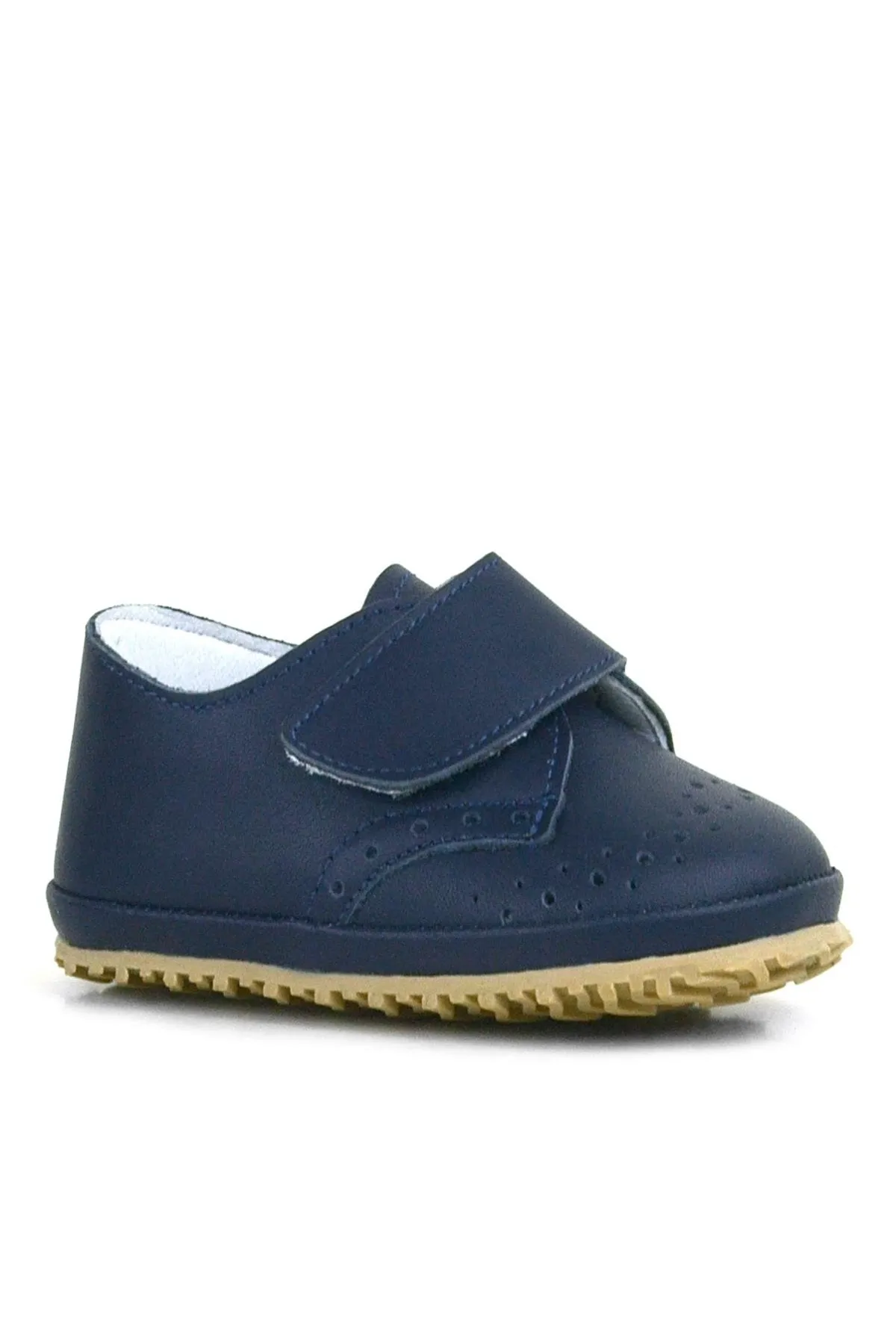 Hakiki Deri Lacivert Cırtlı Bebek Patik Ayakkabı