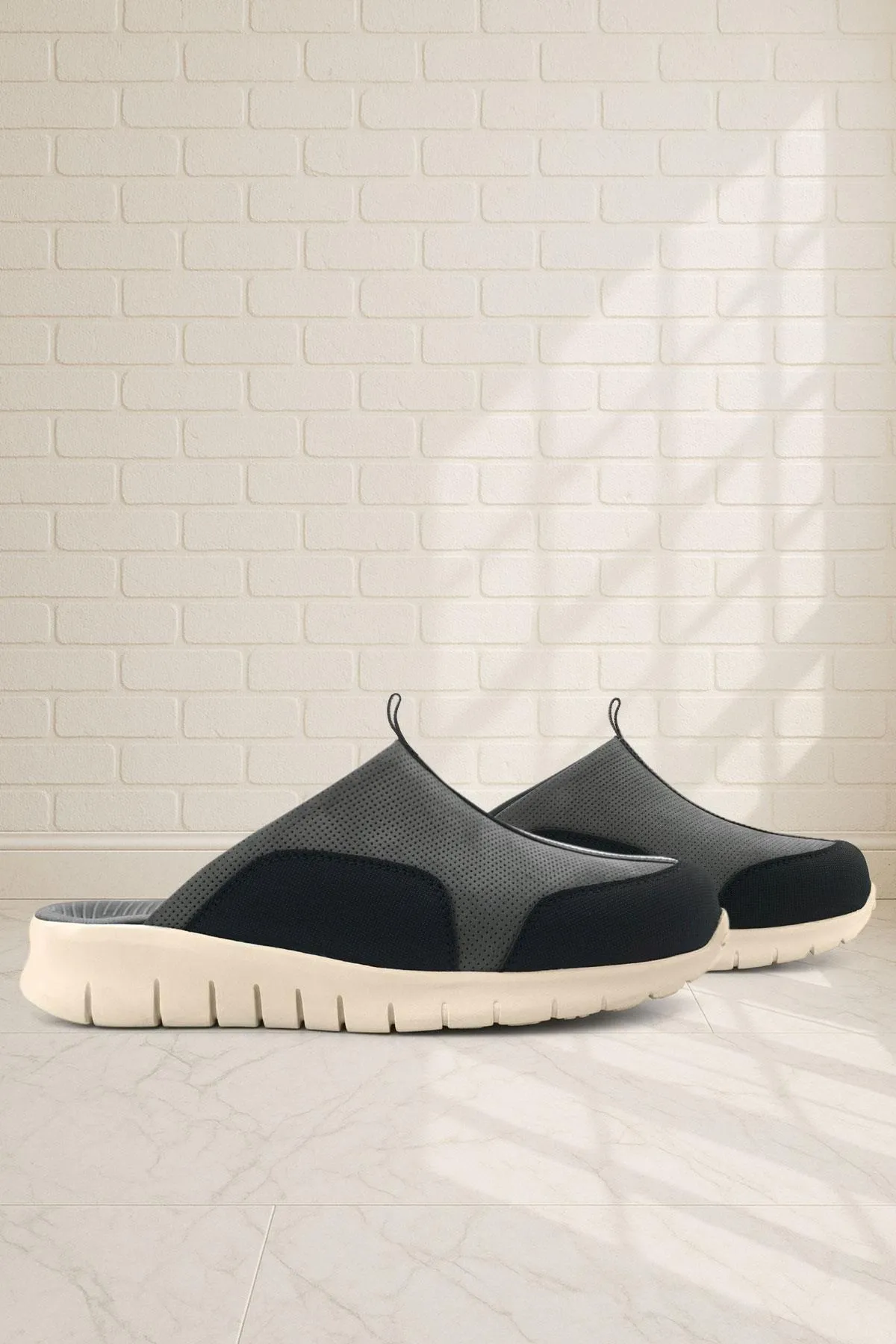 Heep Medikal Hakiki Deri Gri Siyah Krem Tabanlı Comfort Spor Terlik