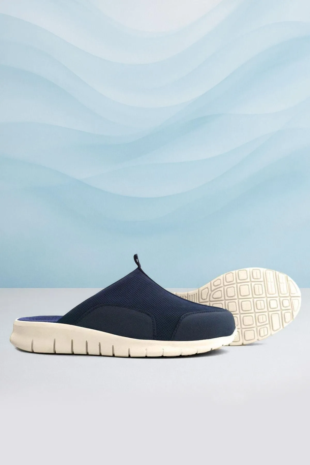Heep Medikal Hakiki Deri Koyu Lacivert Krem Tabanlı Comfort Spor Terlik
