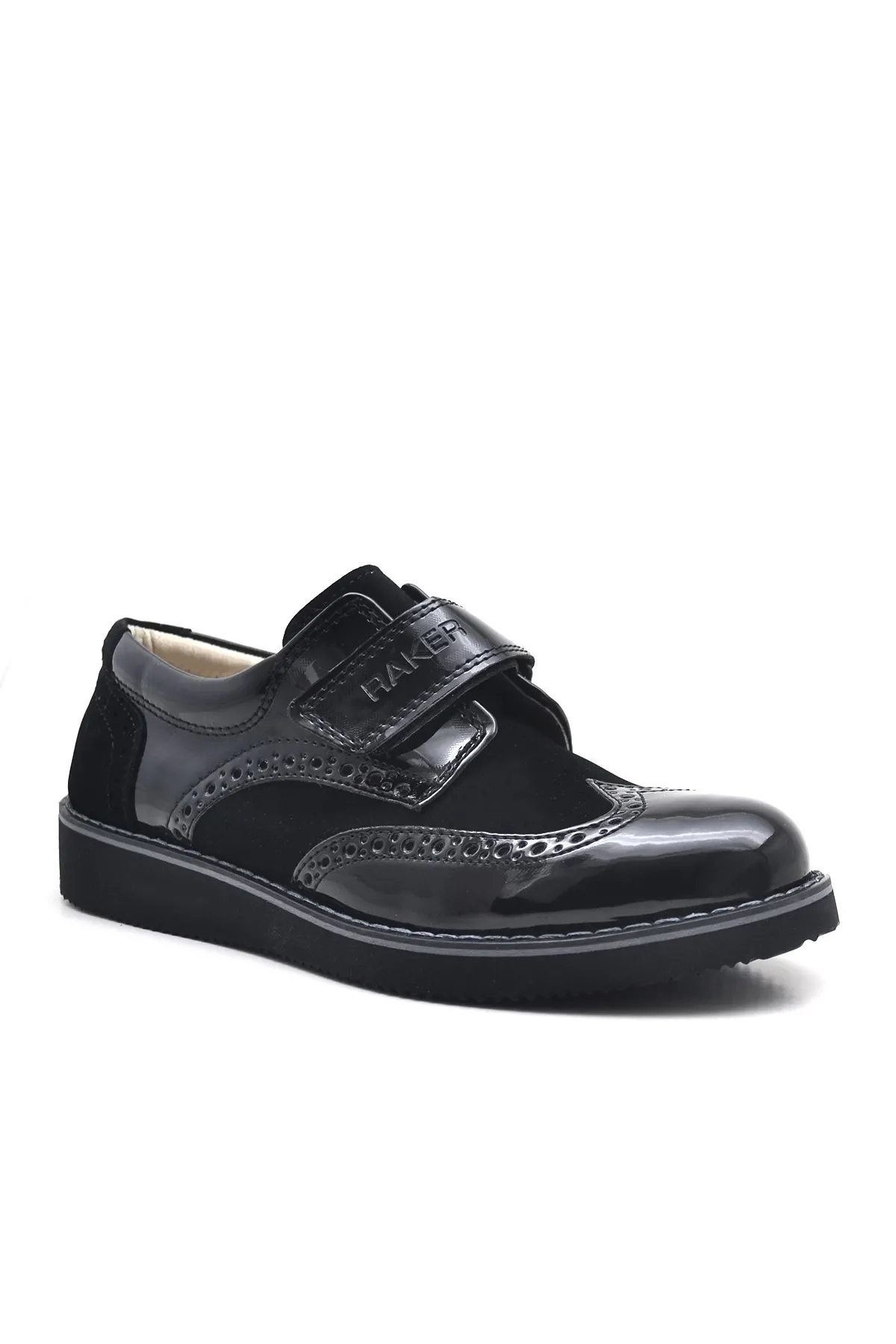 Hidra Siyah Rugan Cırtlı Erkek Çocuk Klasik Ayakkabı